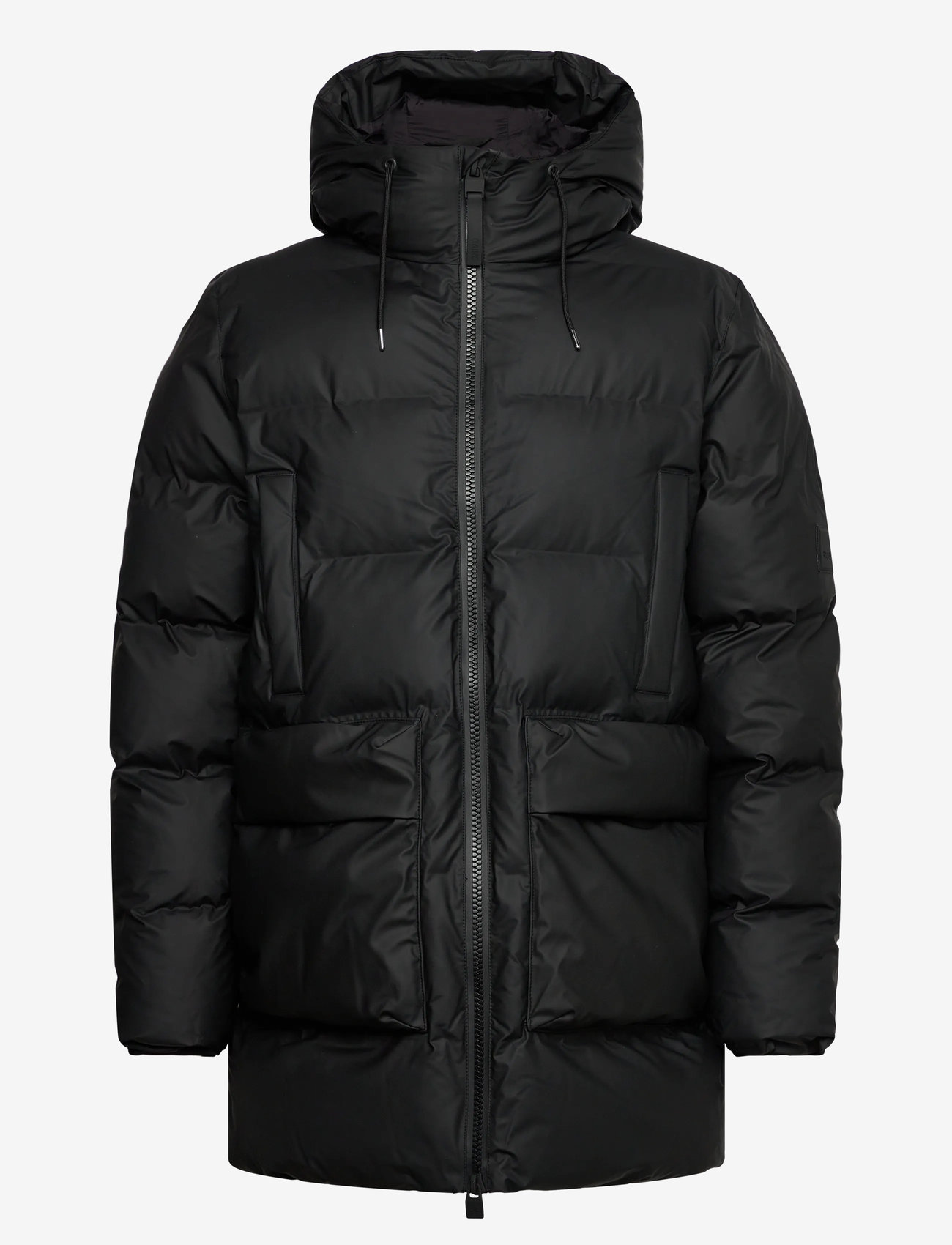 Rains - Alta Long Puffer Cargo Jacket W3T4 - padded jackets - black - 1