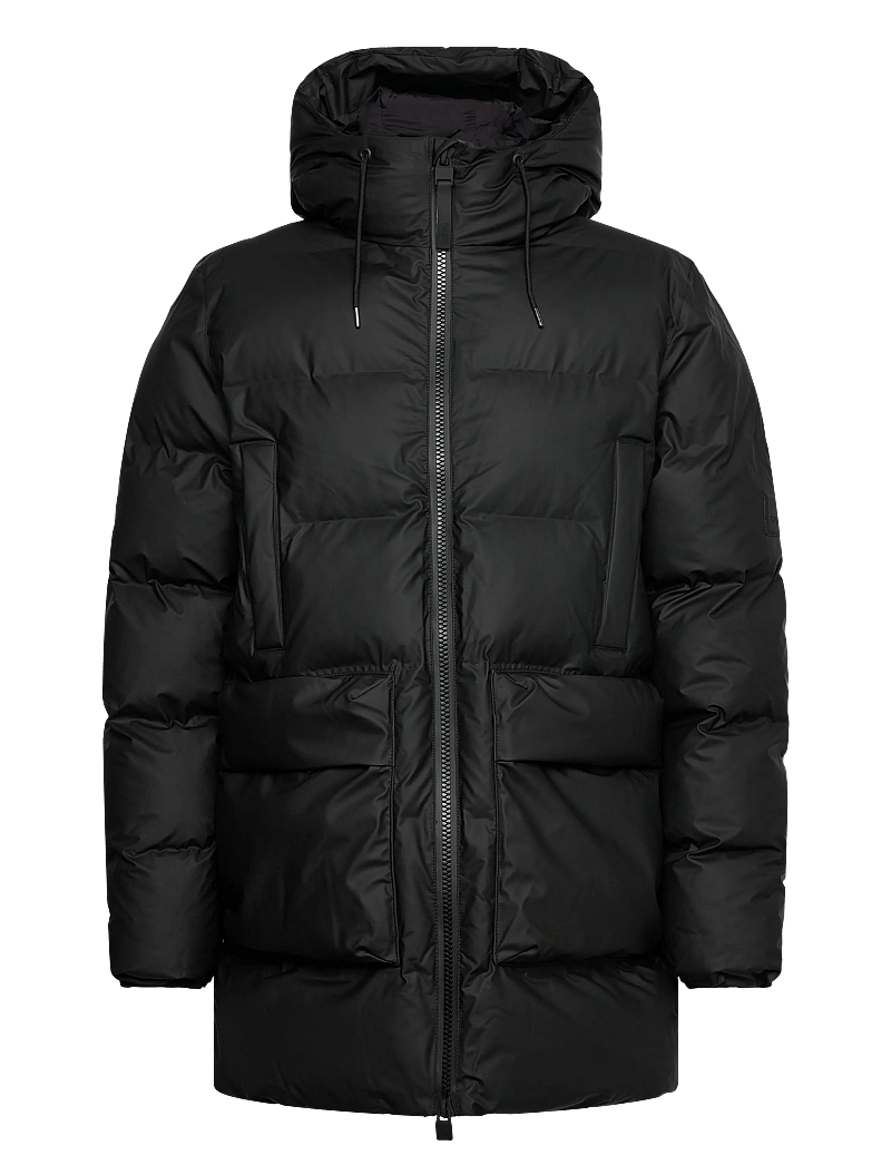 Rains - Alta Long Puffer Cargo Jacket W3T4 - padded jackets - black - 1