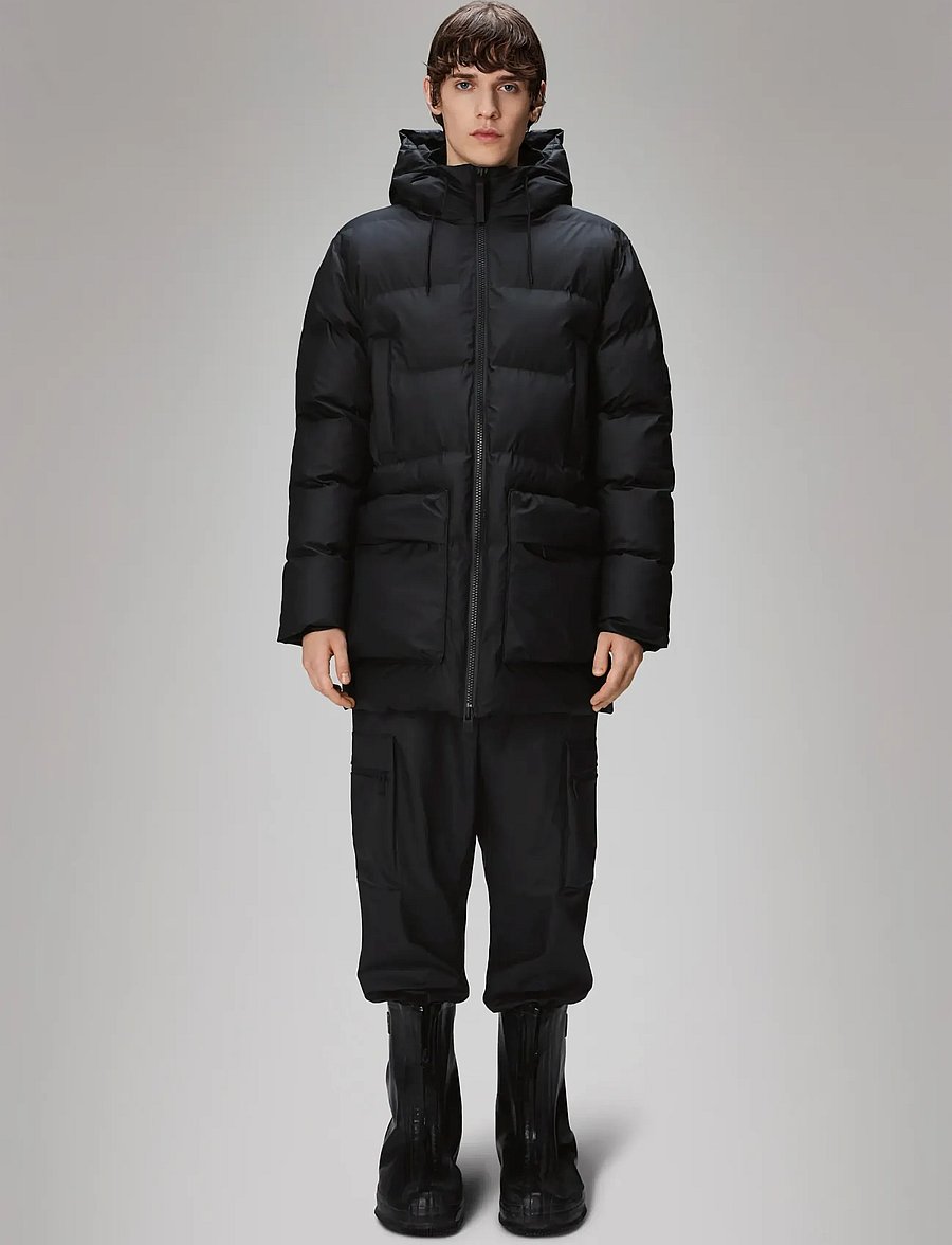 Rains - Alta Long Puffer Cargo Jacket W3T4 - fodrade jackor - black - 0