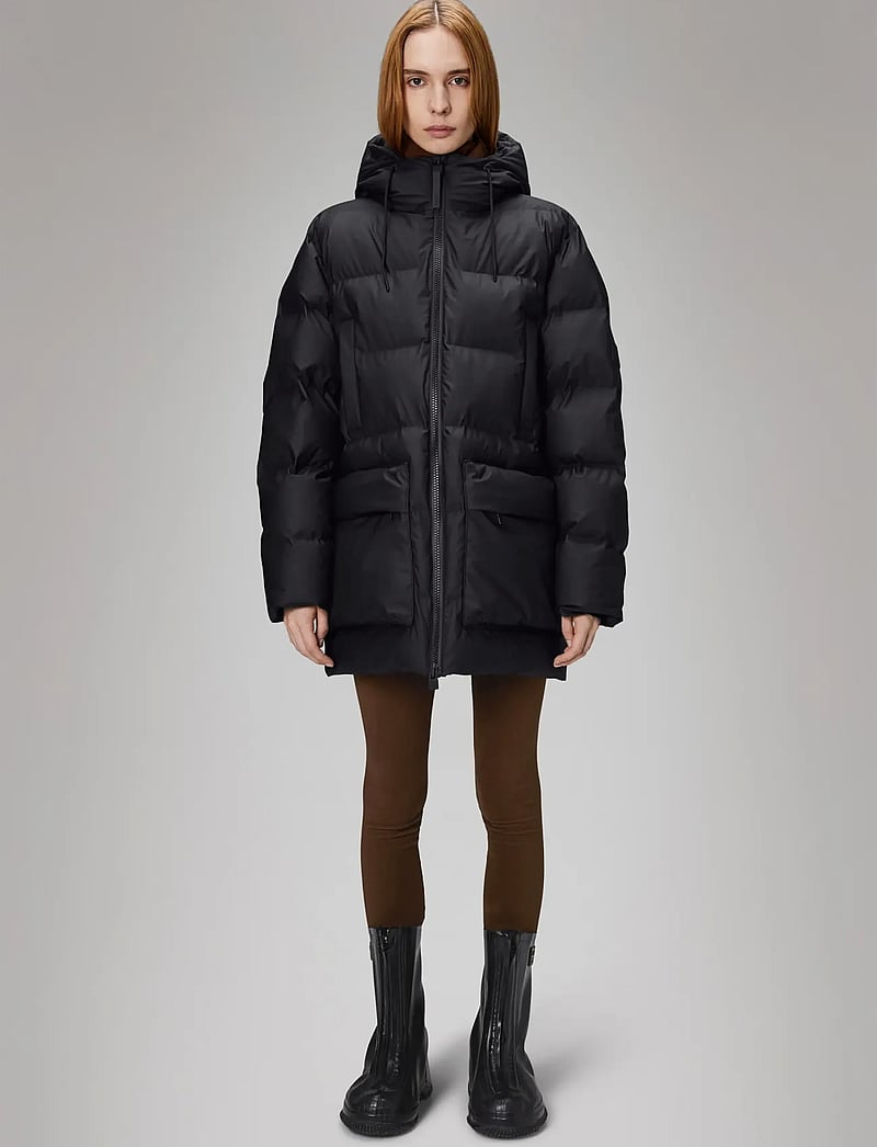 Rains - Alta Long Puffer Cargo Jacket W3T4 - padded jackets - black - 3
