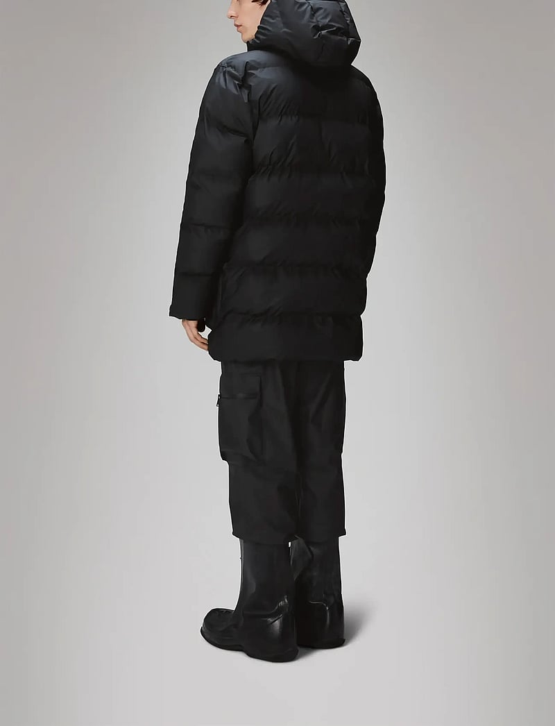 Rains - Alta Long Puffer Cargo Jacket W3T4 - padded jackets - black - 4