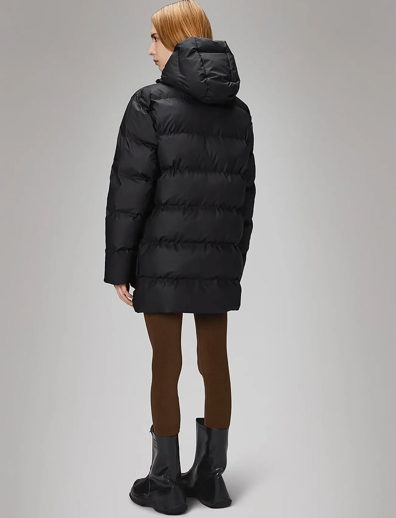 Rains - Alta Long Puffer Cargo Jacket W3T4 - padded jackets - black - 5