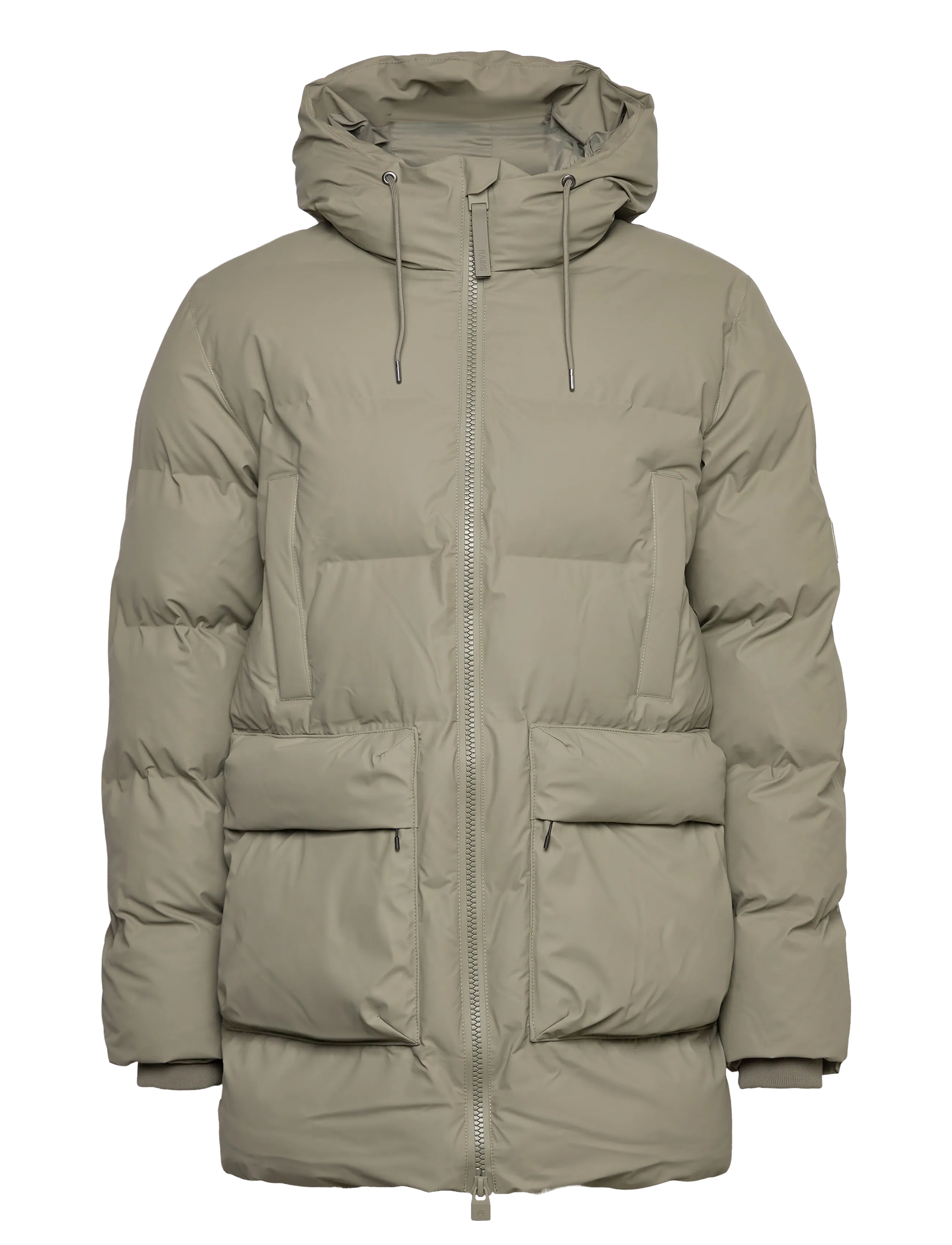 Rains Alta Long Puffer Cargo Jacket W3T4, Mænd, Lang Puffer Cargo Jakke, Beige, Str: S