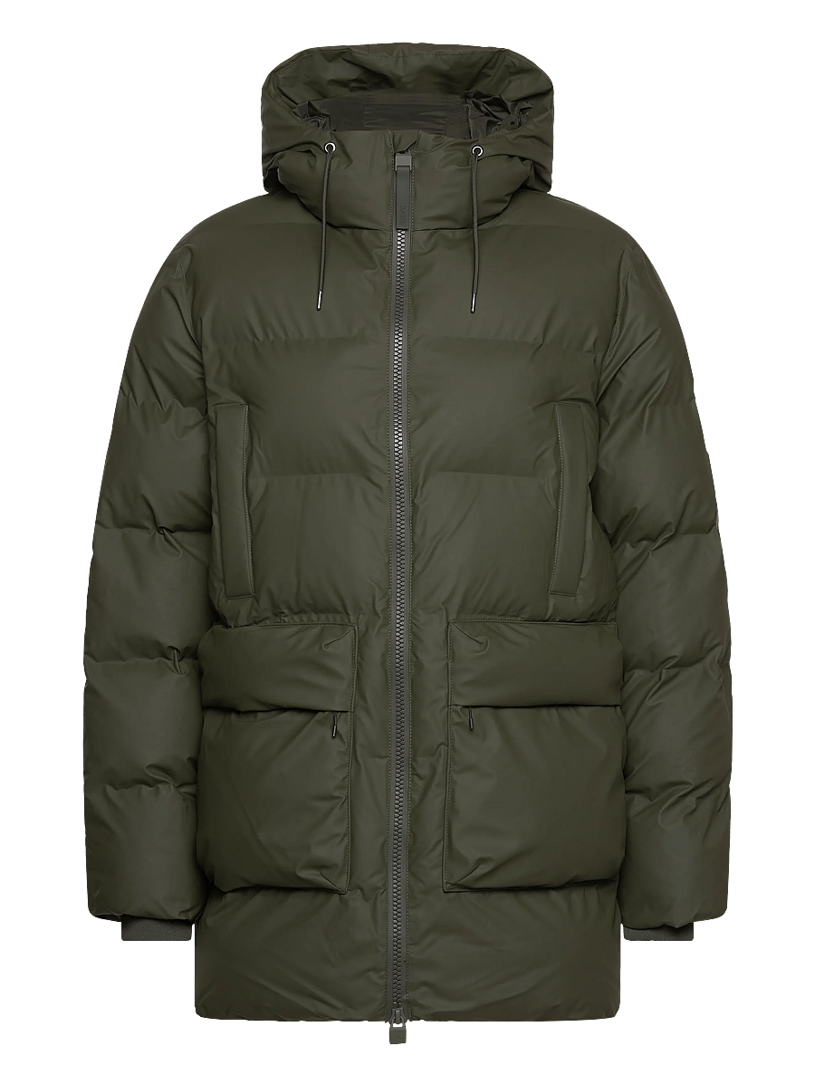 Rains - Alta Long Puffer Cargo Jacket W3T4 - forede jakker - green - 1