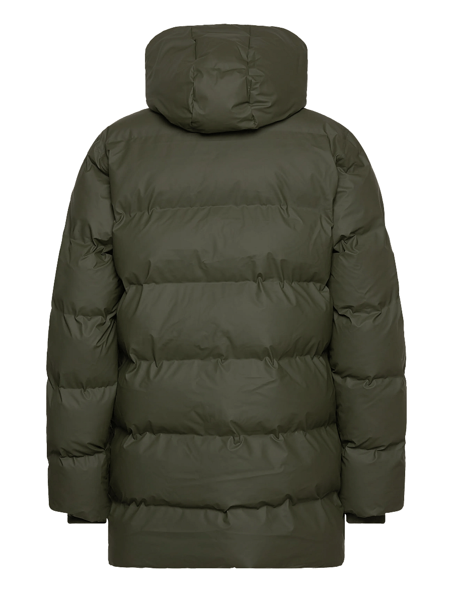 Rains - Alta Long Puffer Cargo Jacket W3T4 - forede jakker - green - 2