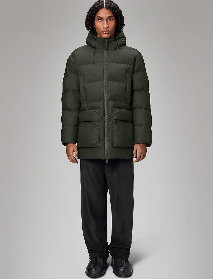 Rains - Alta Long Puffer Cargo Jacket W3T4 - voodriga jakid - green - 0
