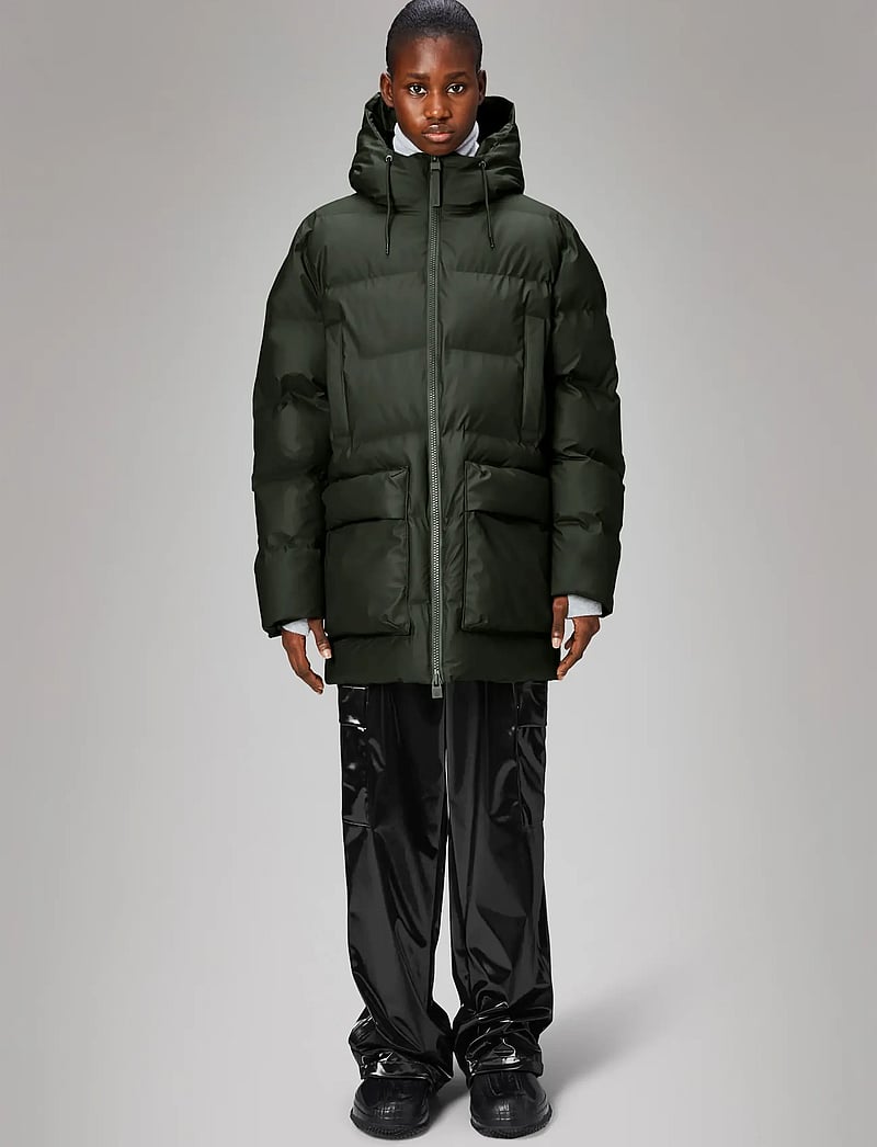Rains - Alta Long Puffer Cargo Jacket W3T4 - forede jakker - green - 3