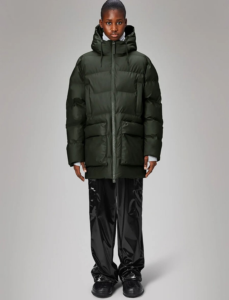 Rains - Alta Long Puffer Cargo Jacket W3T4 - forede jakker - green - 3