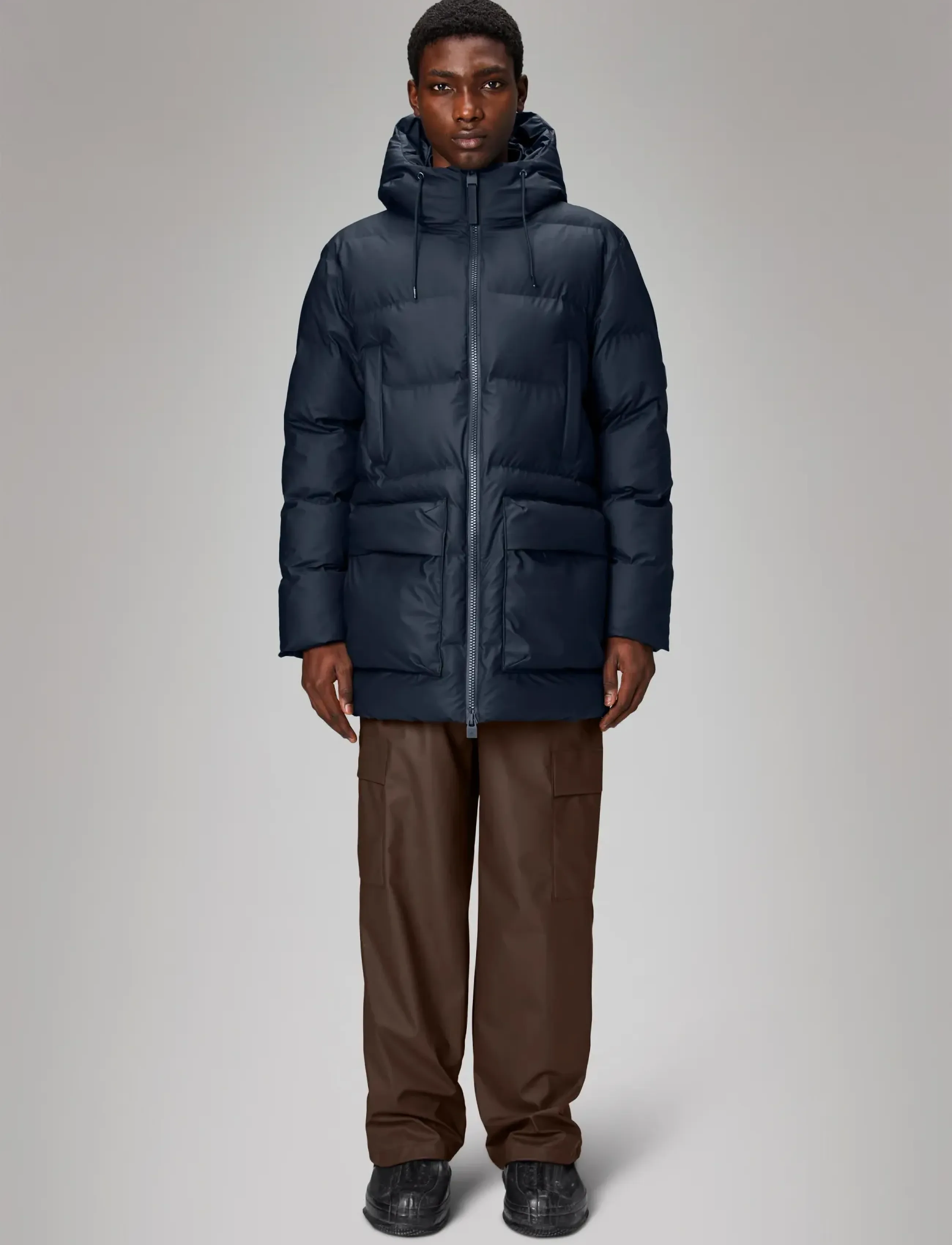 Rains - Alta Long Puffer Cargo Jacket W3T4 - gefütterte jacken - navy - 3