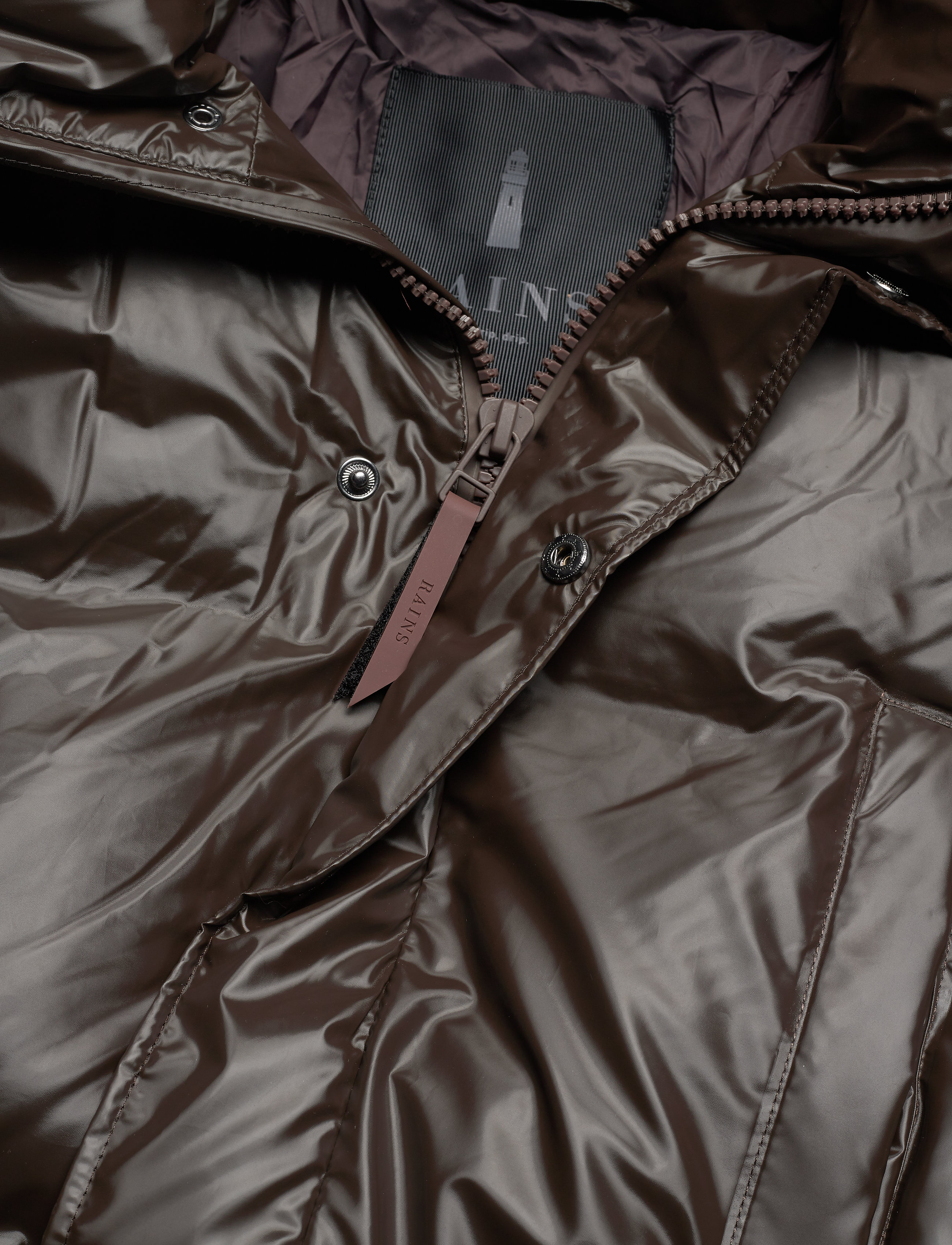 Rains - Hooded Puffer Coat - shiny brown - 2