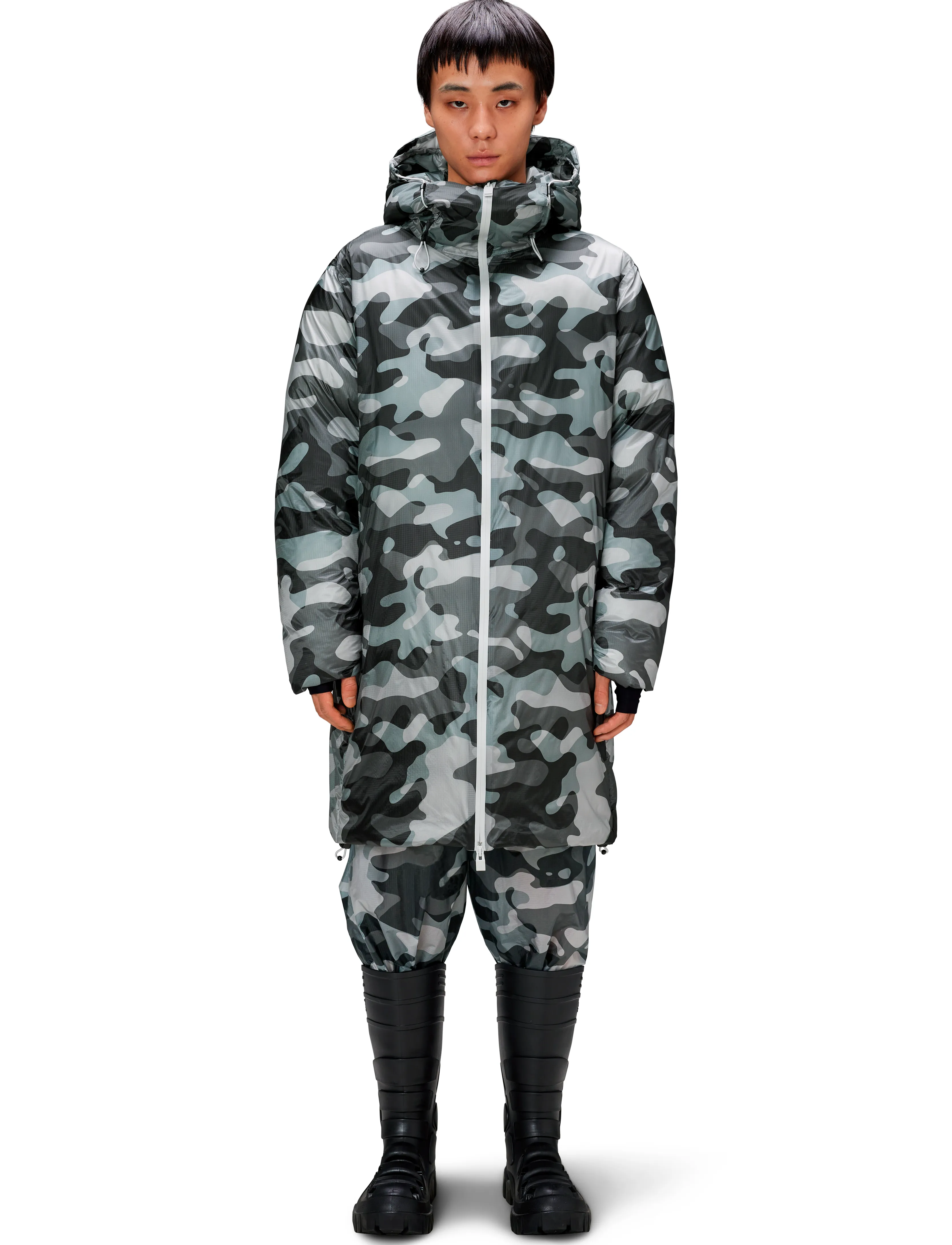 Rains - Kevo Long Puffer Jacket W4T4 - dunjakker - camo - 3