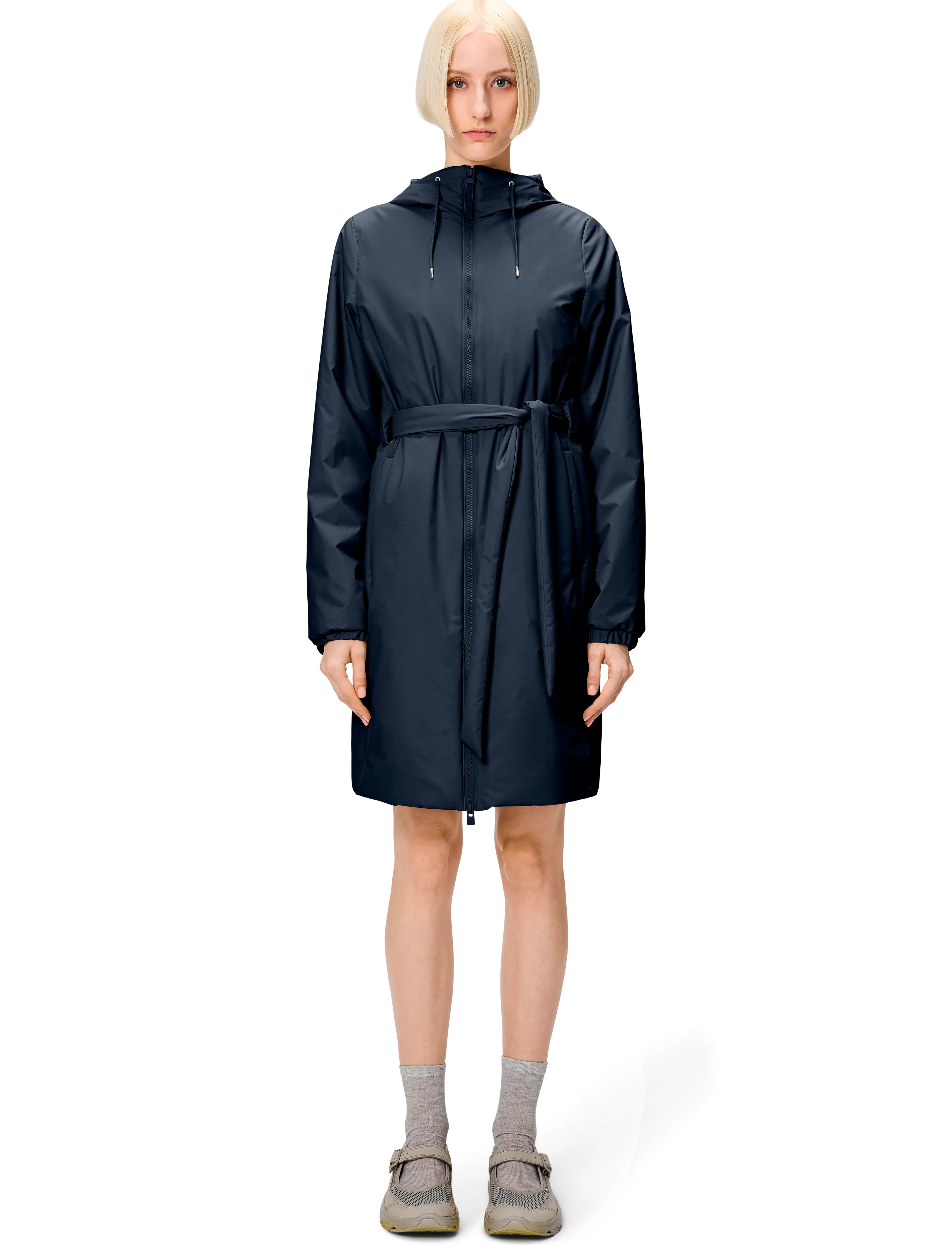 Rains Lohja Long Insulated Curve Jacket W3T2, XL, Black, Regntøj > Regnfrakker, Dame