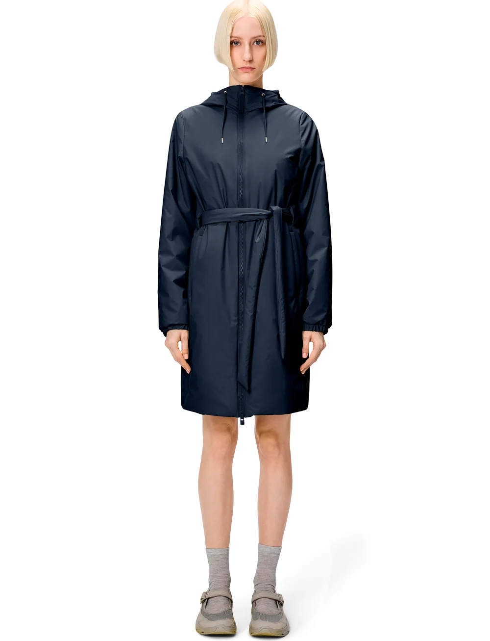 Rains - Lohja Long Insulated Curve Jacket W3T2 - regenmäntel - navy - 0