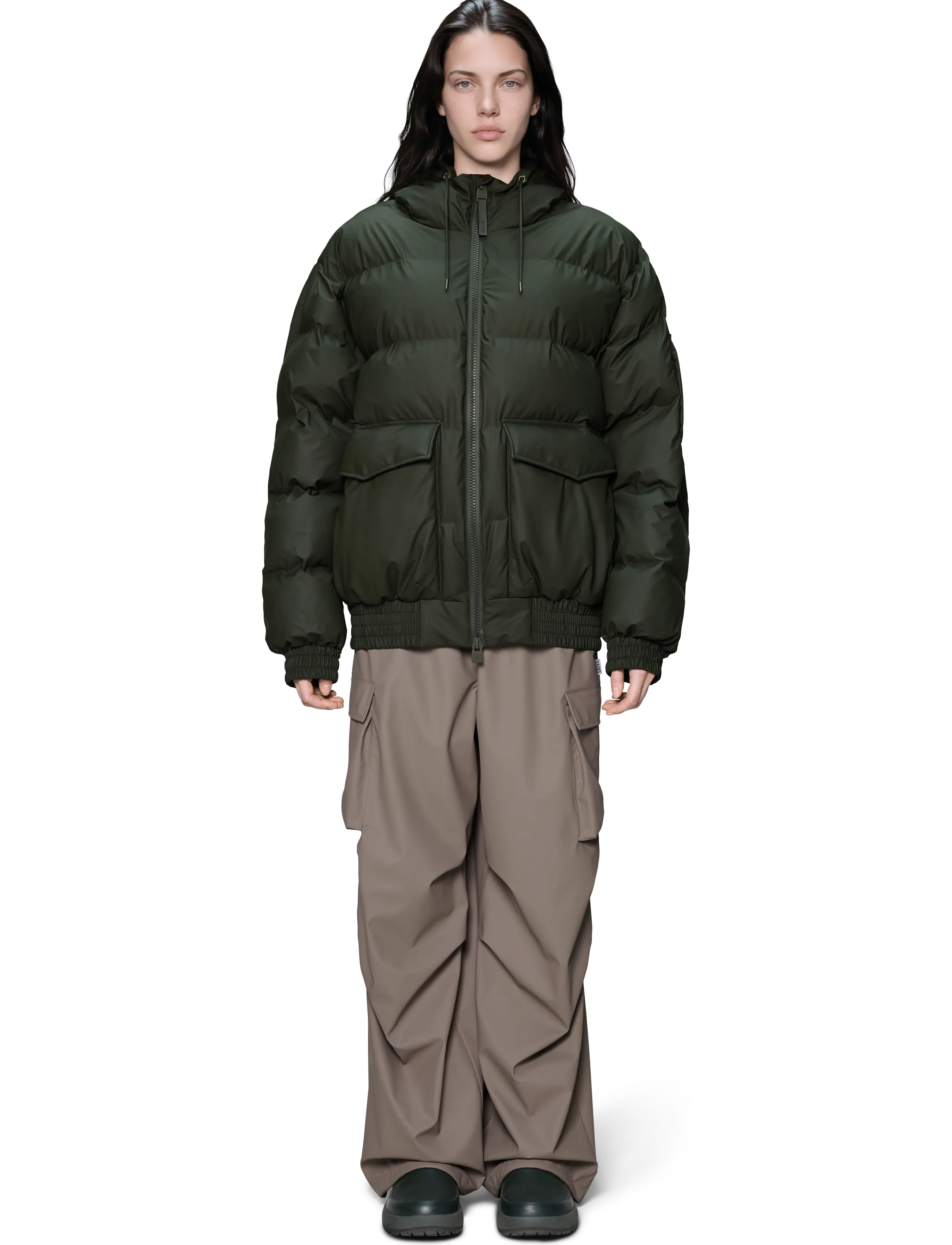 Rains Alta Bomber Puffer Jacket W3T3 - Tøj - GREEN / green