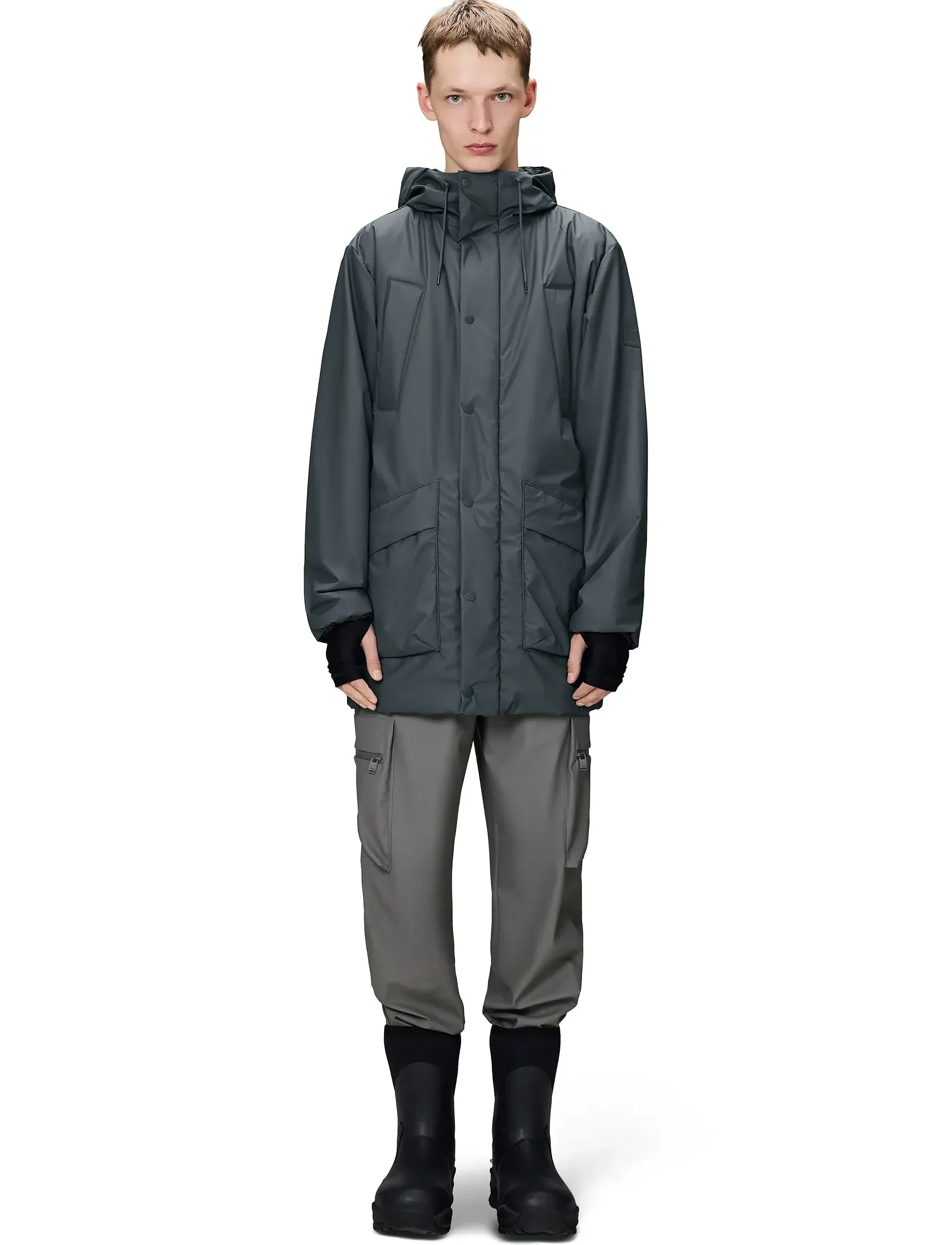 Rains - Lohja Long Insulated Cargo Jacket W3T2 - dunjackor - lagoon - 2