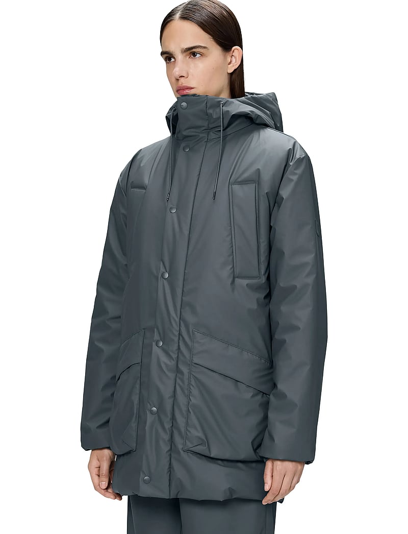 Rains - Lohja Long Insulated Cargo Jacket W3T2 - gefütterte jacken - lagoon - 4