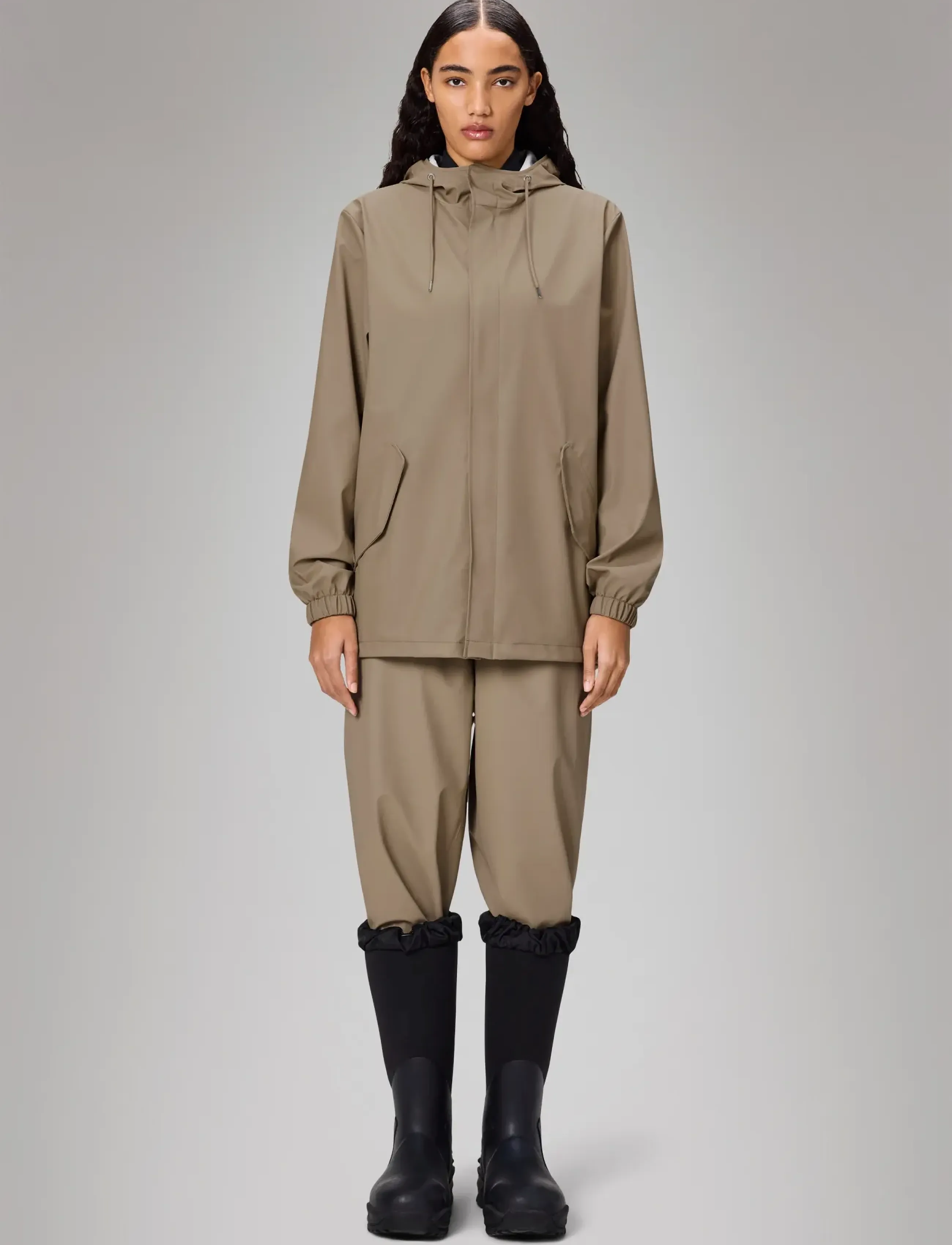 Rains Fishtail Jacket W3, L, Rainwear, Beige - Rain Coats, Frauen