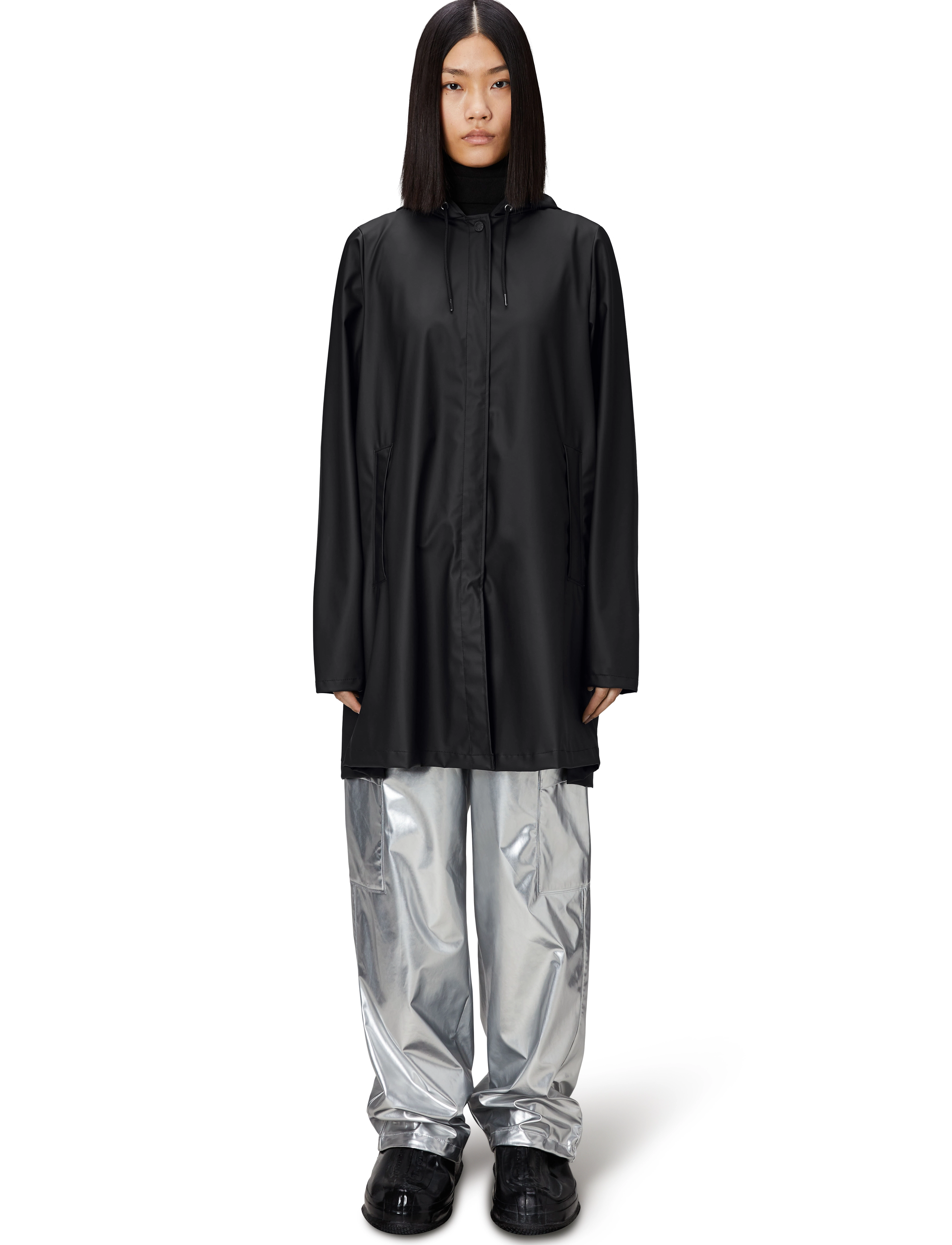 Rains A-Line W Jacket W3, Kvinder, A-Linje Regnjakke, Sort, Str: M