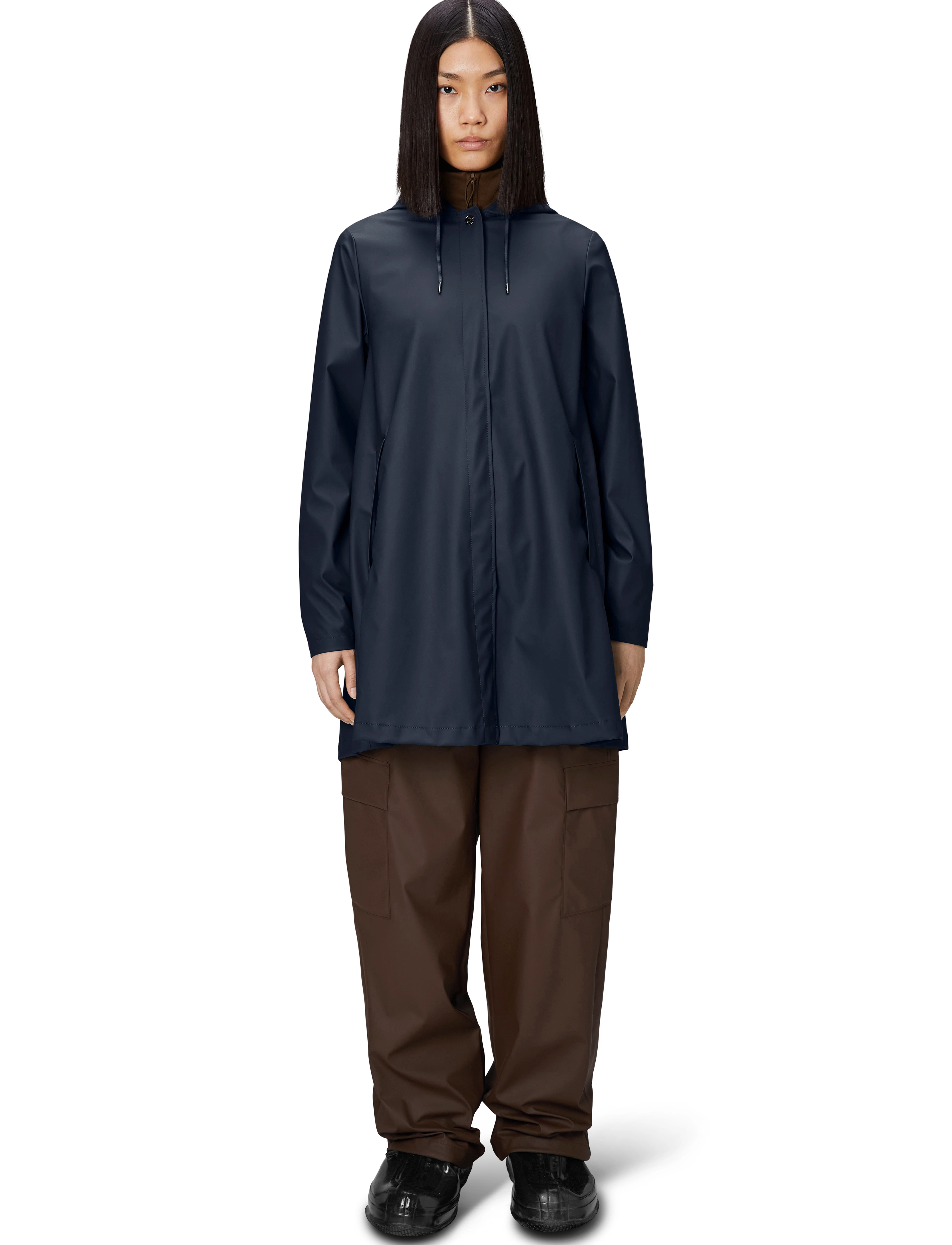 Rains A-Line W Jacket W3, Kvinder, A-Linje Regnjakke, Navy, Str: L