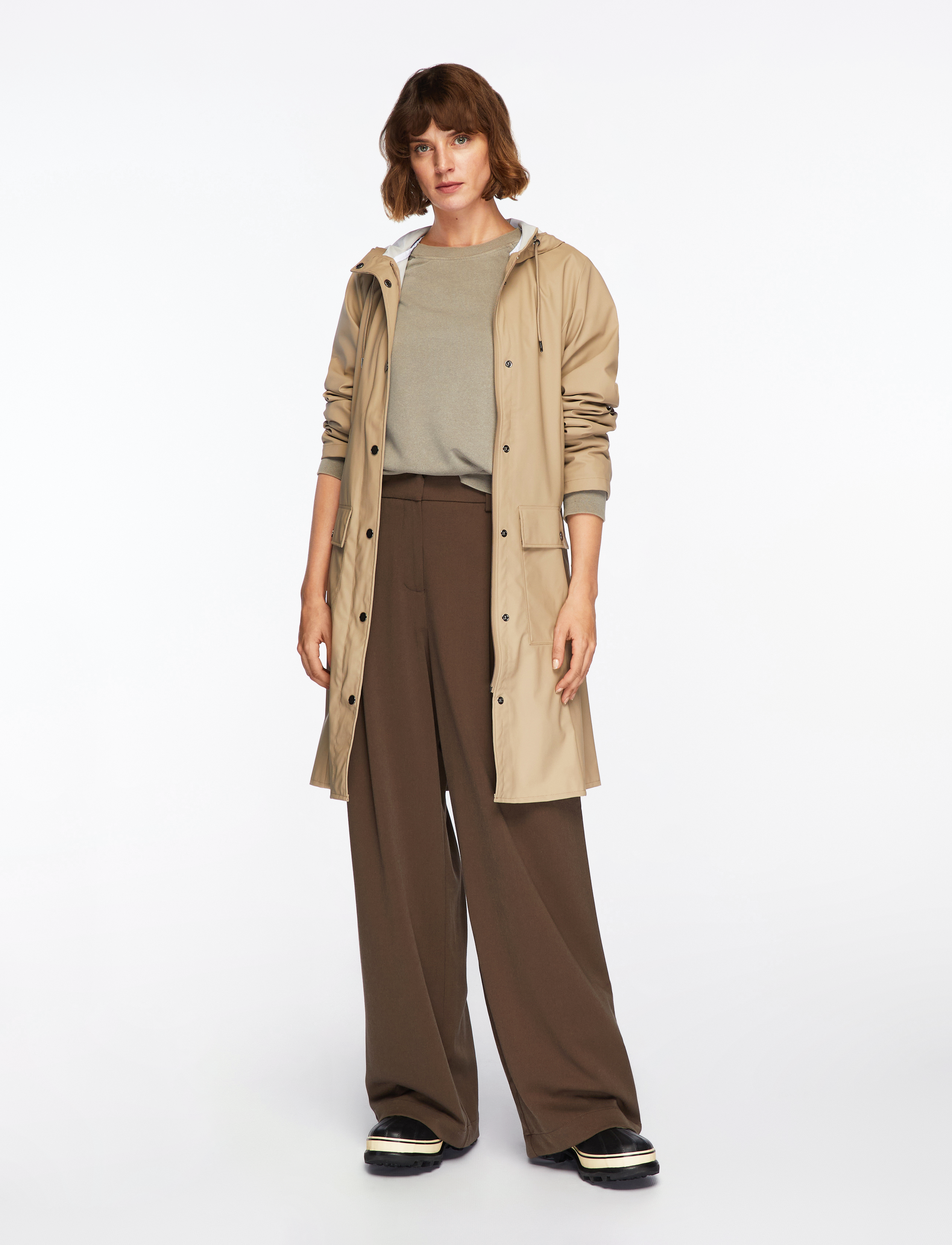 Rains - Curve Long Jacket W3 - regnjakker - beige - 2