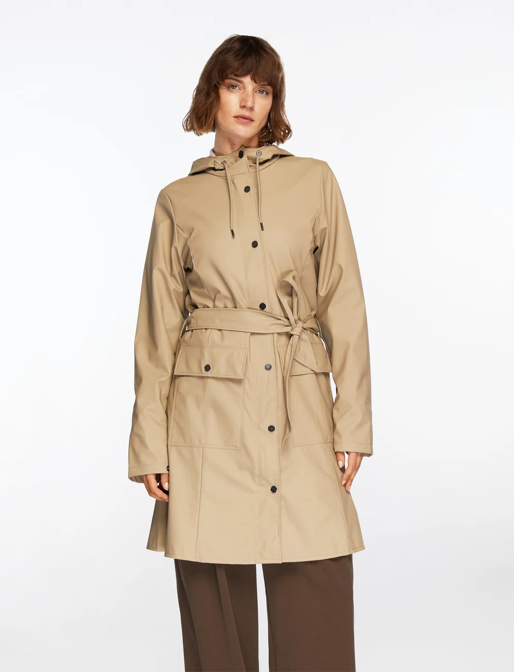 Rains - Curve Long Jacket W3 - regnjackor - beige - 0