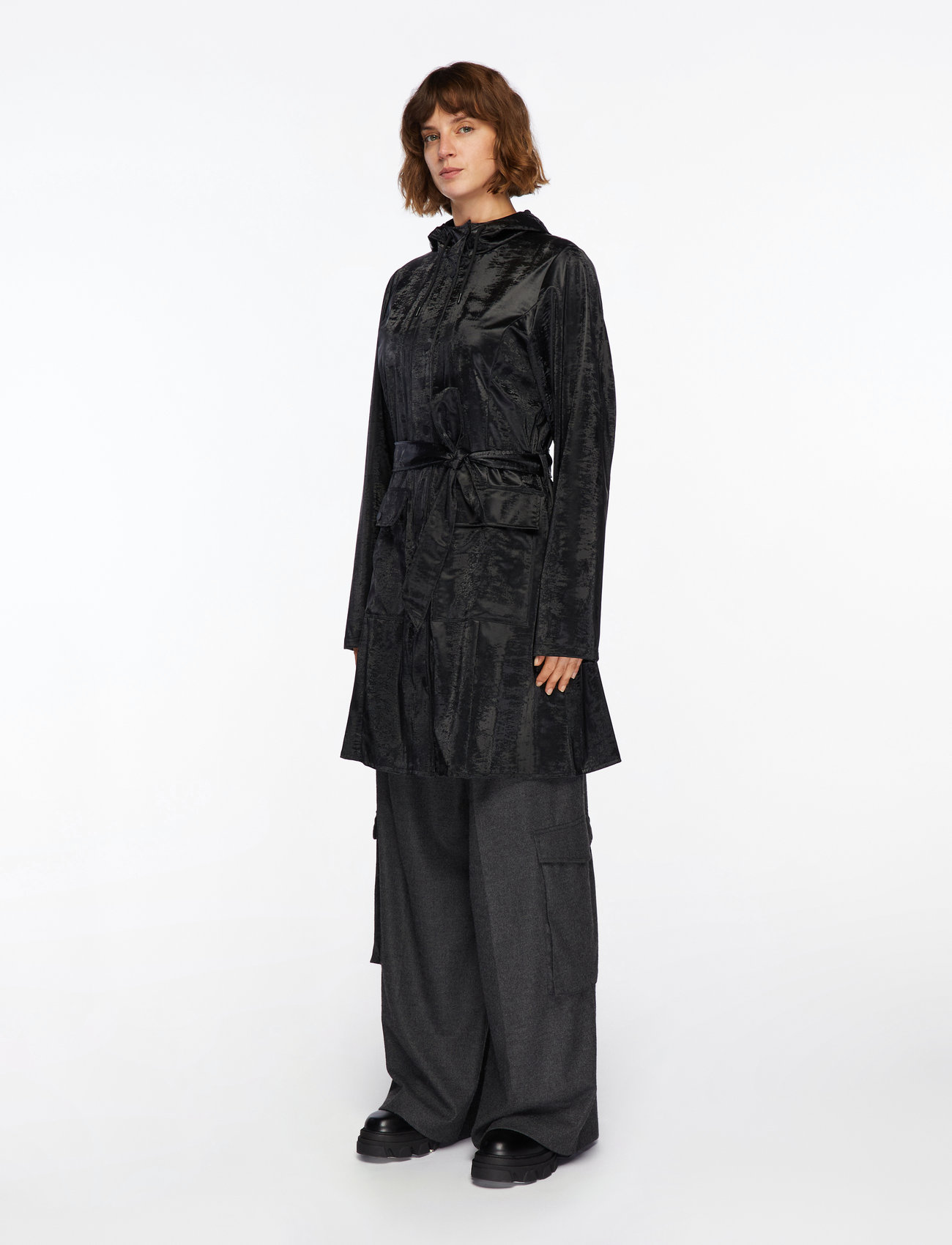 Rains - Curve Long Jacket W3 - Üleriided - coal - 2