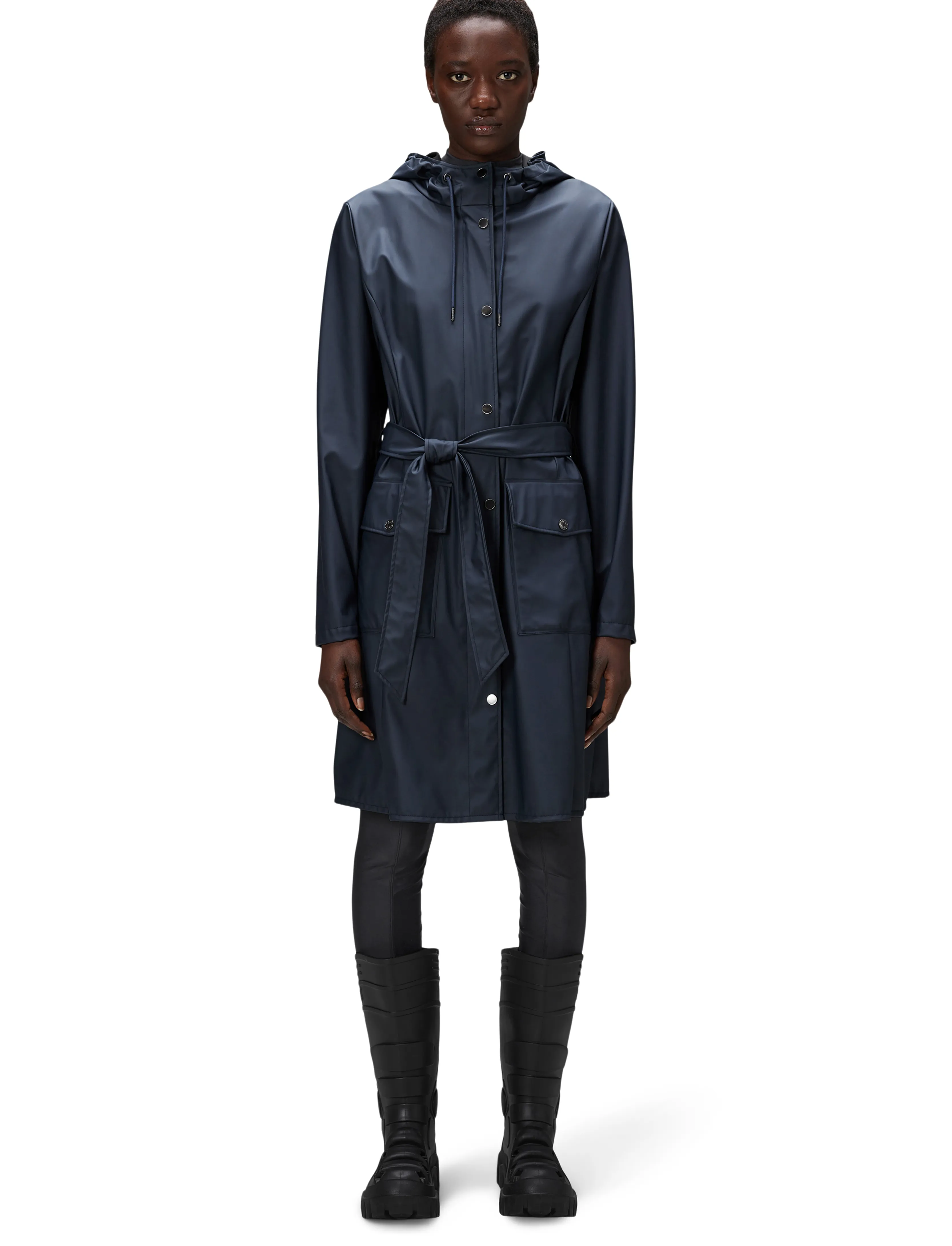 Rains Curve Long Jacket W3 - Regntøj - NAVY / blue