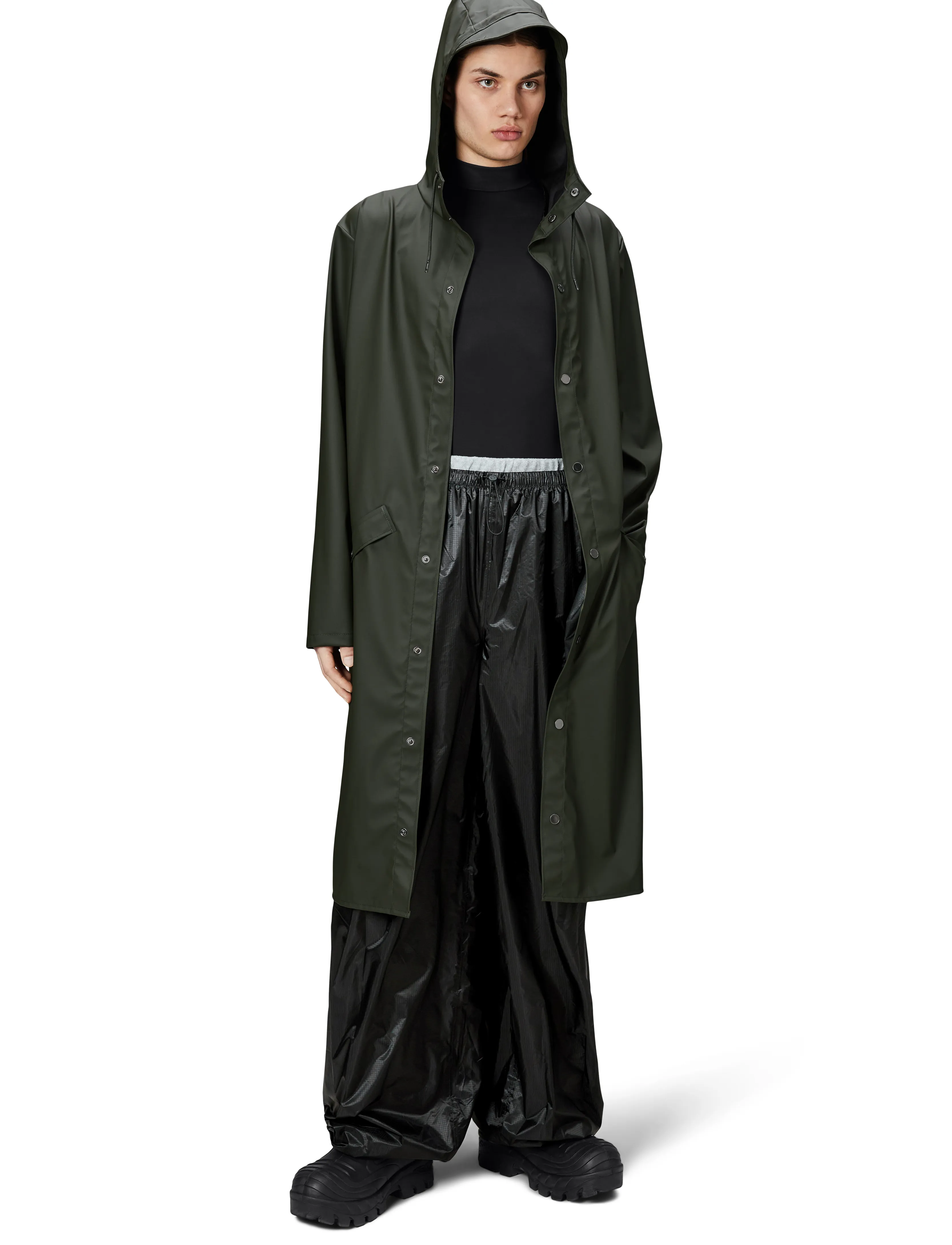 Rains Longer Jacket W3, M, Rainwear, Schwarz - Rain Coats, Frauen