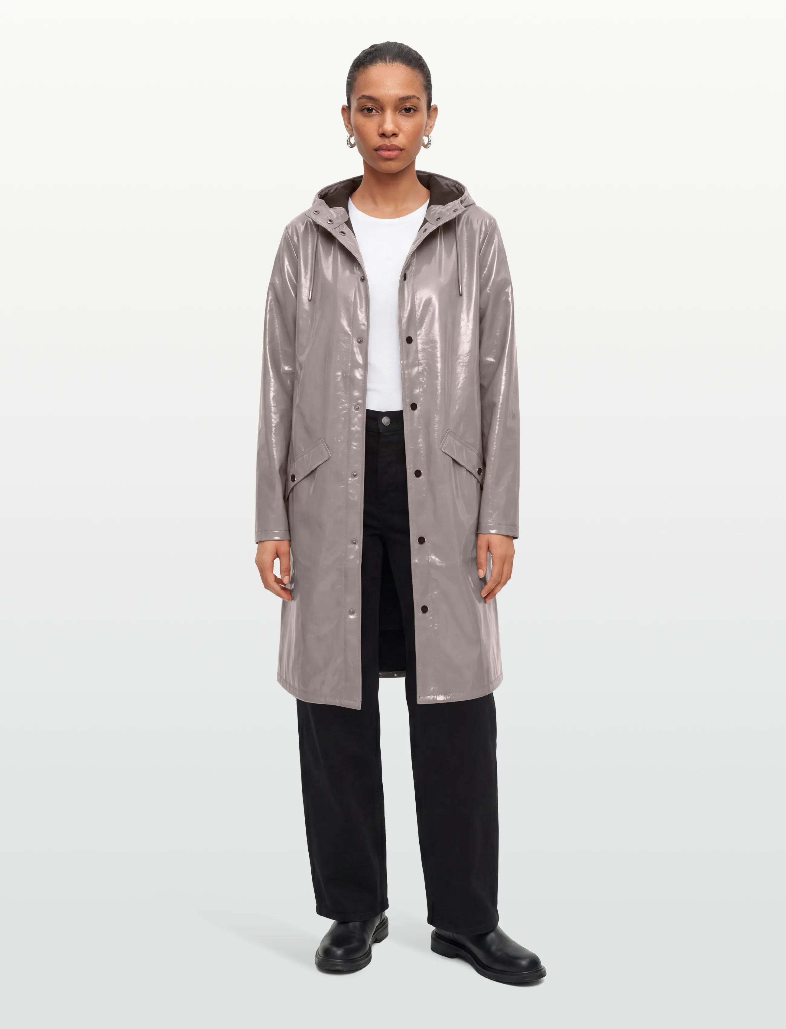 Rains Longer Jacket W3, XS, Rainwear, Grau - Rain Coats, Frauen