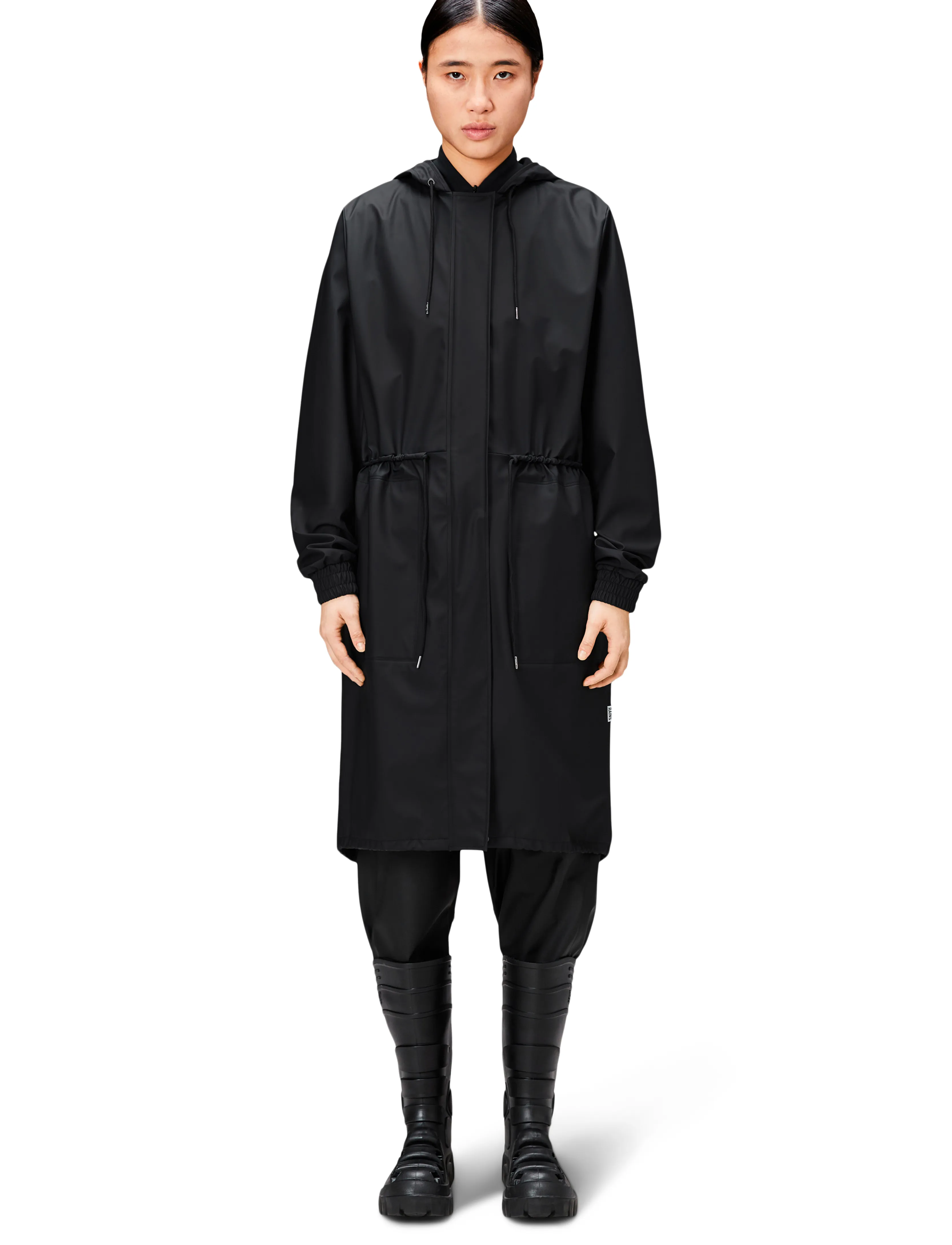 Rains String W Parka W3, S, Rainwear, Schwarz - Rain Coats, Frauen