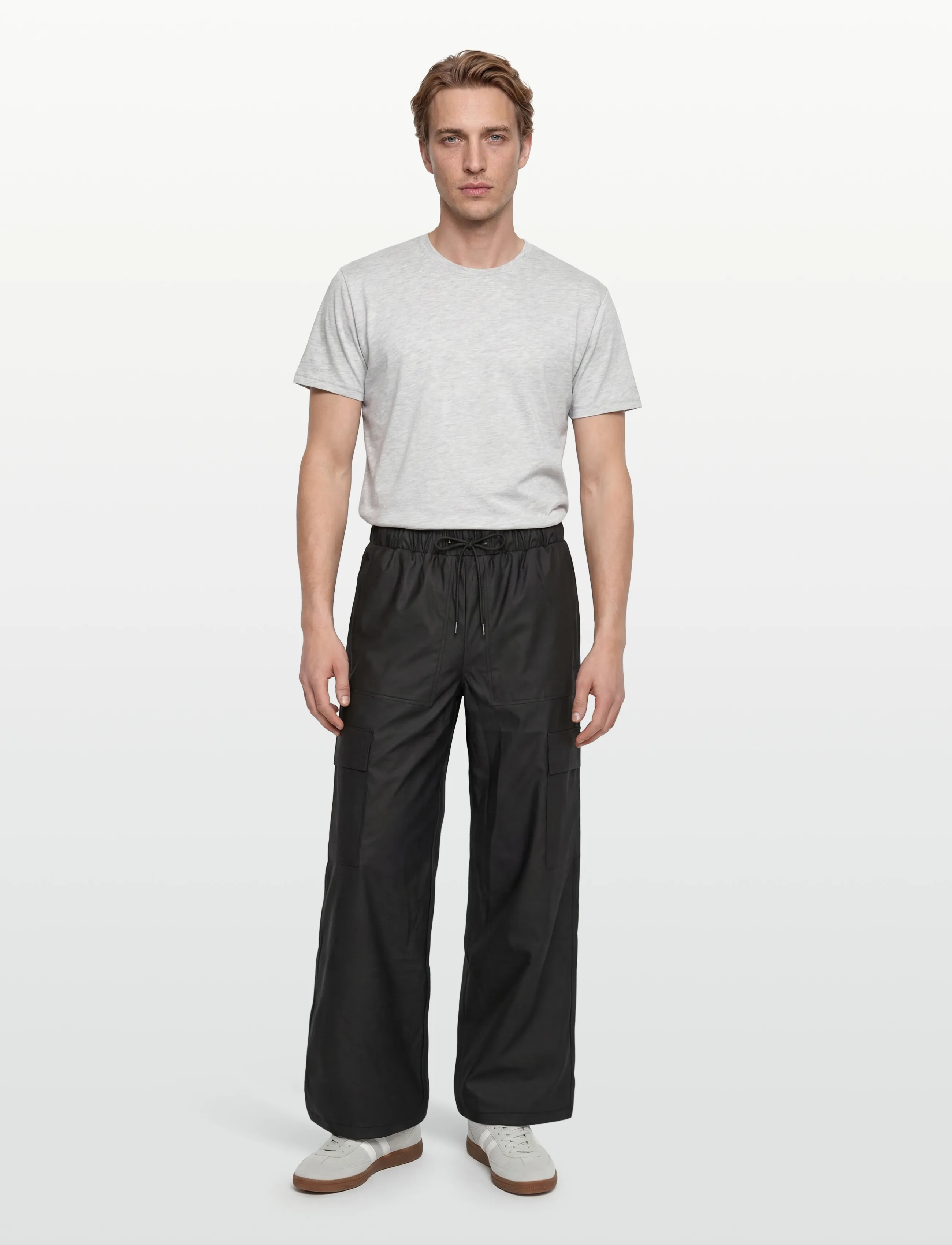 Rains Cargo Rain Pants Wide W3, XS, Trousers, Schwarz - Pants, Frauen