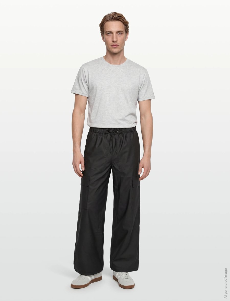 Rains - Cargo Rain Pants Wide W3 - ytterkläder - black - 0