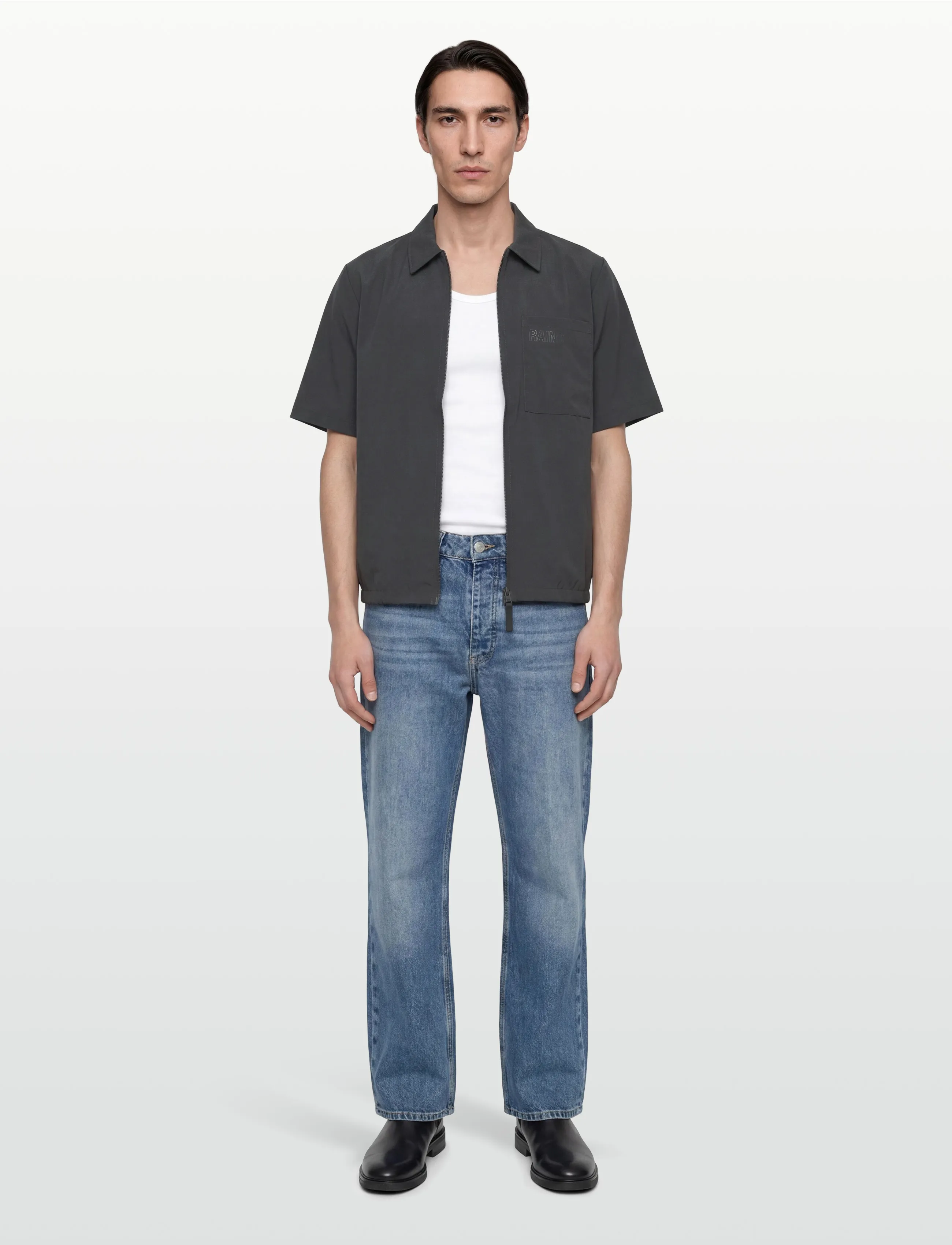 Rains Mito Short Sleeve Shirt, M, Black, Overdele > Overtrøjer, Herre