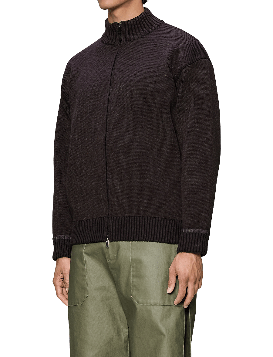 Rains - Sowa Knit Zip Cardigan - pullover mit durchgehendem reißverschluss - bark / black - 3