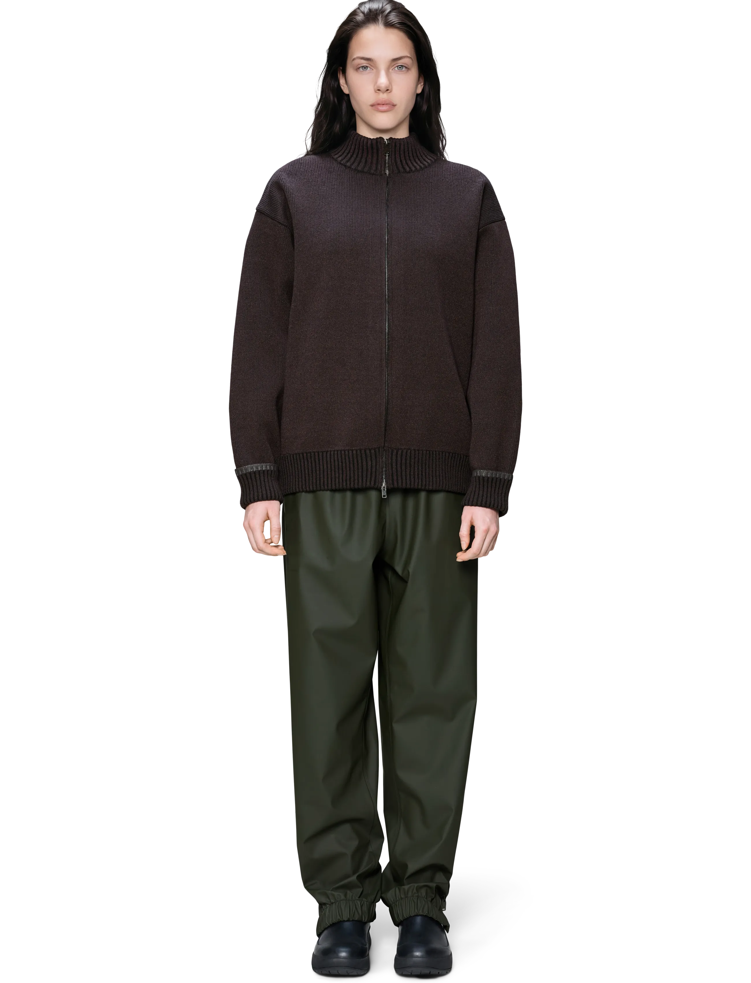 Rains - Sowa Knit Zip Cardigan - pullover mit durchgehendem reißverschluss - bark / black - 4