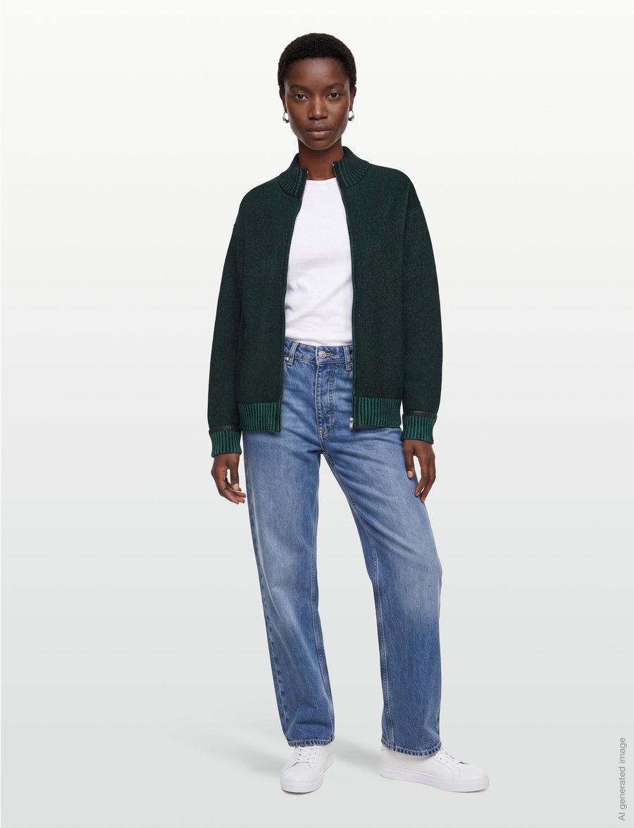 Rains - Sowa Knit Zip Cardigan - pullover mit durchgehendem reißverschluss - black/ envy - 0