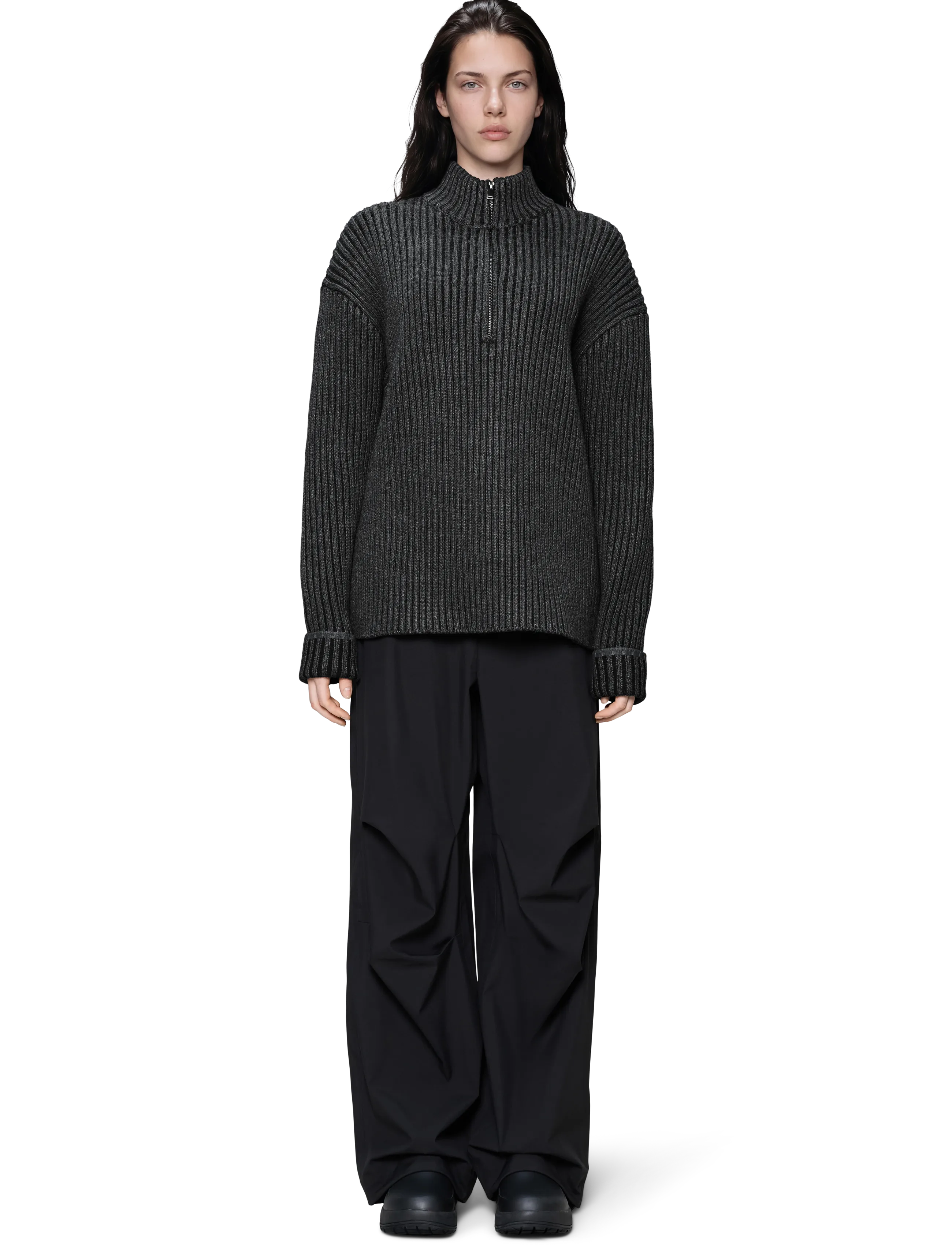 Rains - Sapa Knit Half Zip - pullover mit halbem reißverschluss - dark grey / black - 5