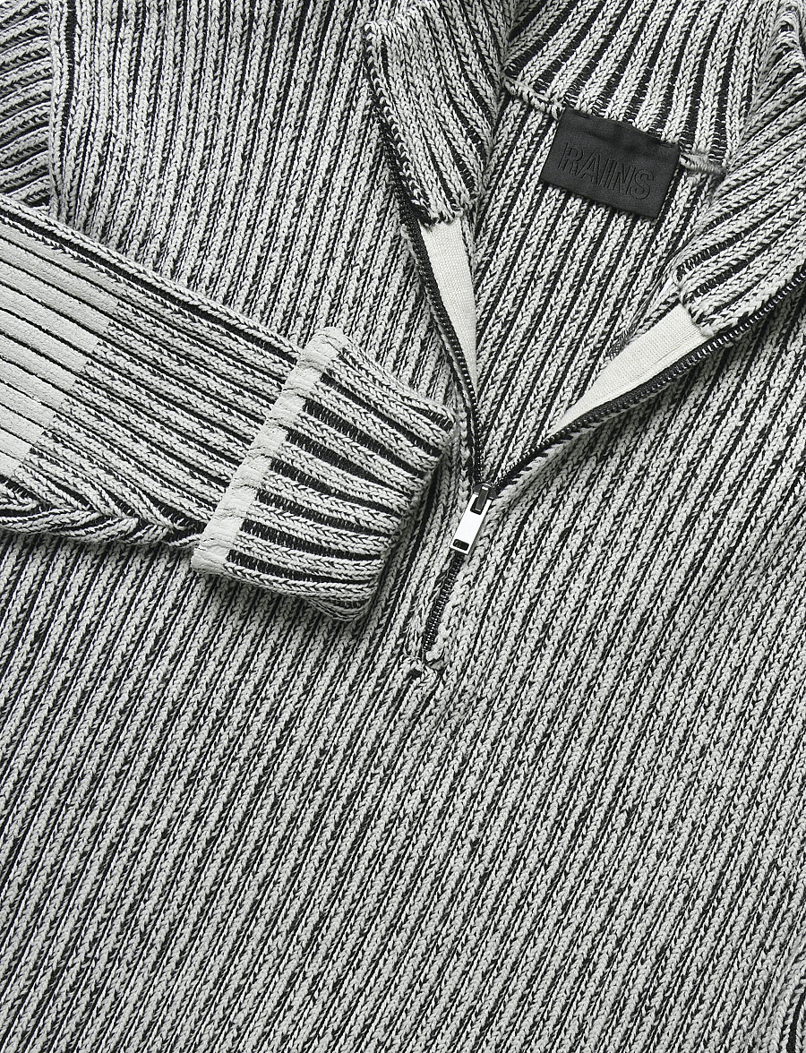 Rains - Sapa Knit Half Zip - pullover mit halbem reißverschluss - vintage white / black - 2