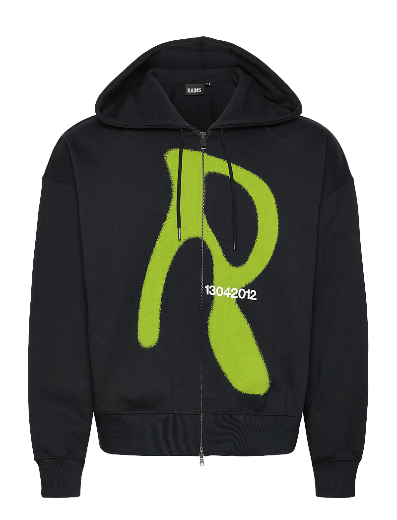 Rains - Classic Zip Hoodie Blurred - hoodies - black - 0
