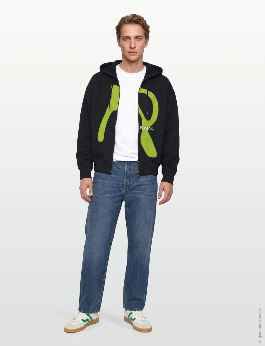 Rains - Classic Zip Hoodie Blurred - kapuutsiga dressipluusid - black - 0
