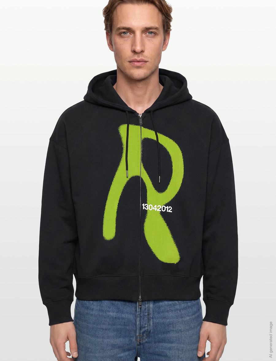 Rains - Classic Zip Hoodie Blurred - kapuutsiga dressipluusid - black - 3