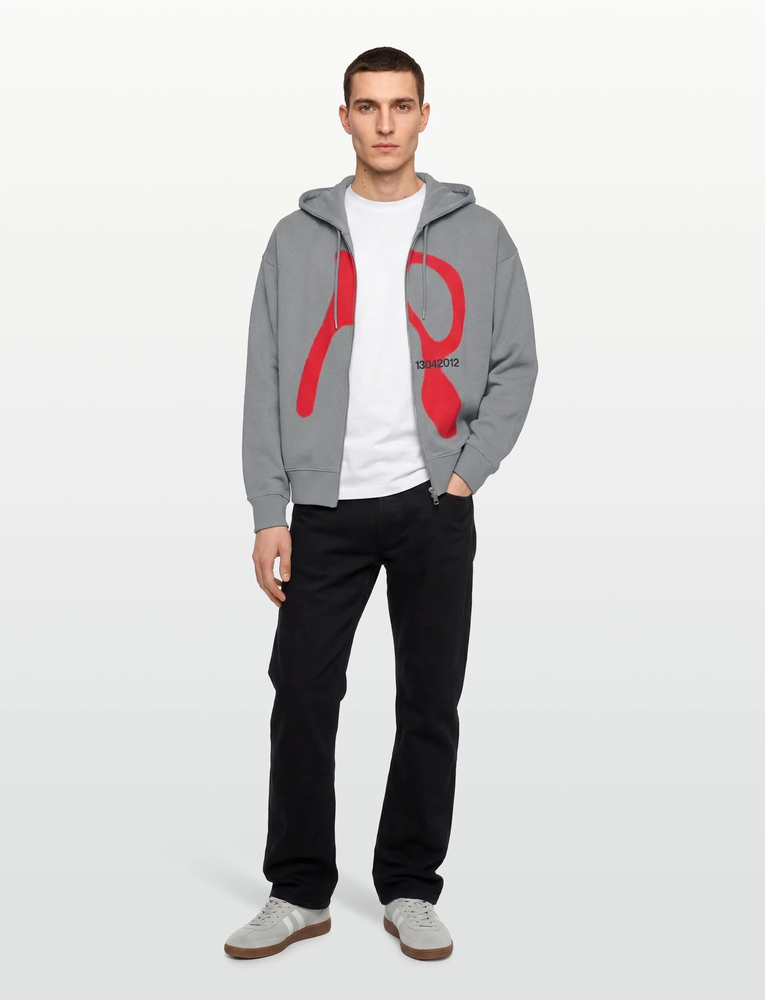 Rains Classic Zip Hoodie Blurred, Mænd, Klassisk Lynlås Hættetrøje, Grå, Str: S