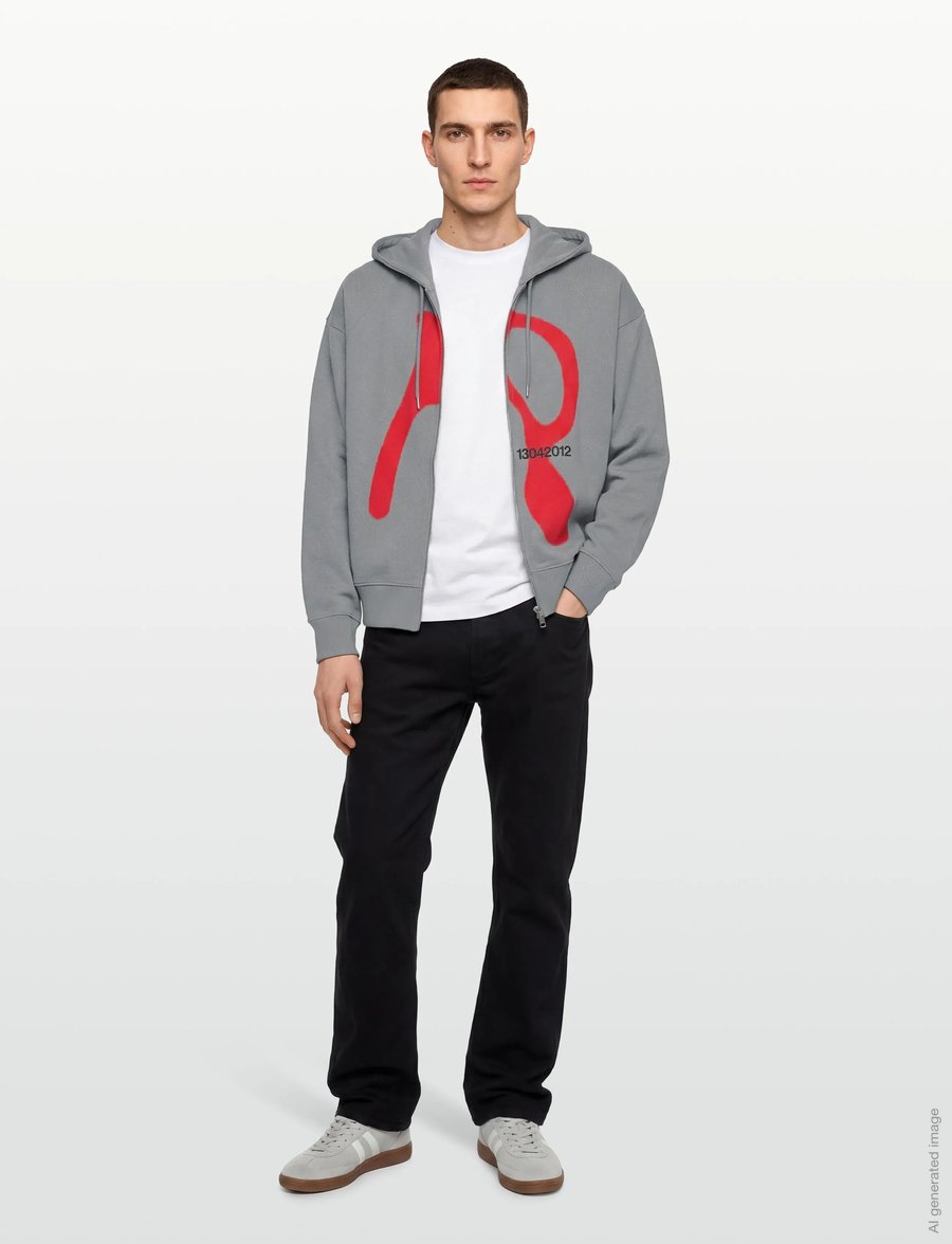 Rains - Classic Zip Hoodie Blurred - džemperiai su gobtuvu - shadow - 0