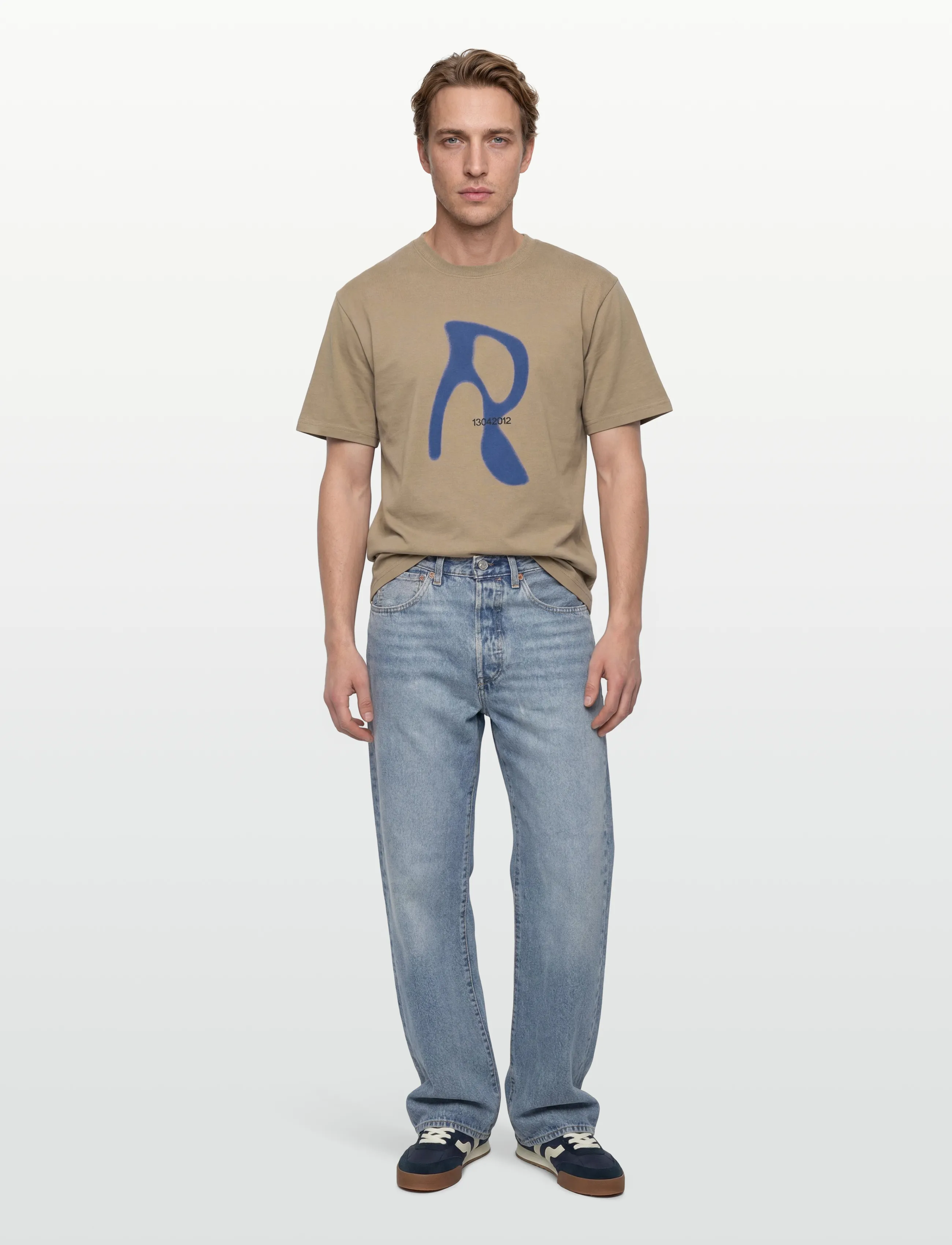 Rains Classic T-Shirt Blurred, L, T-shirts, Blau - Short-sleeved, Männerswear
