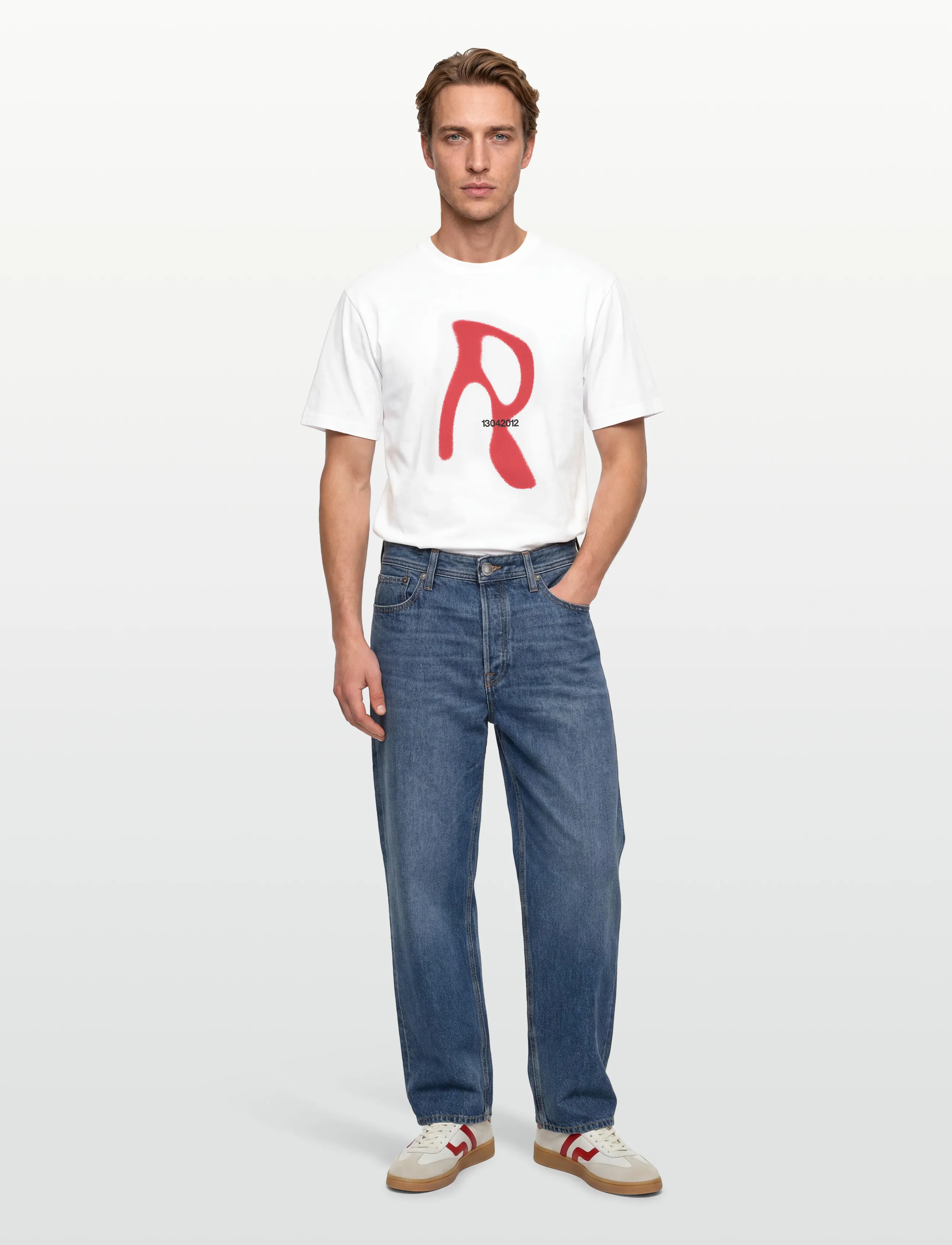 Rains Classic T-Shirt Blurred, L, White, T-Shirts > Kortærmede, Herre