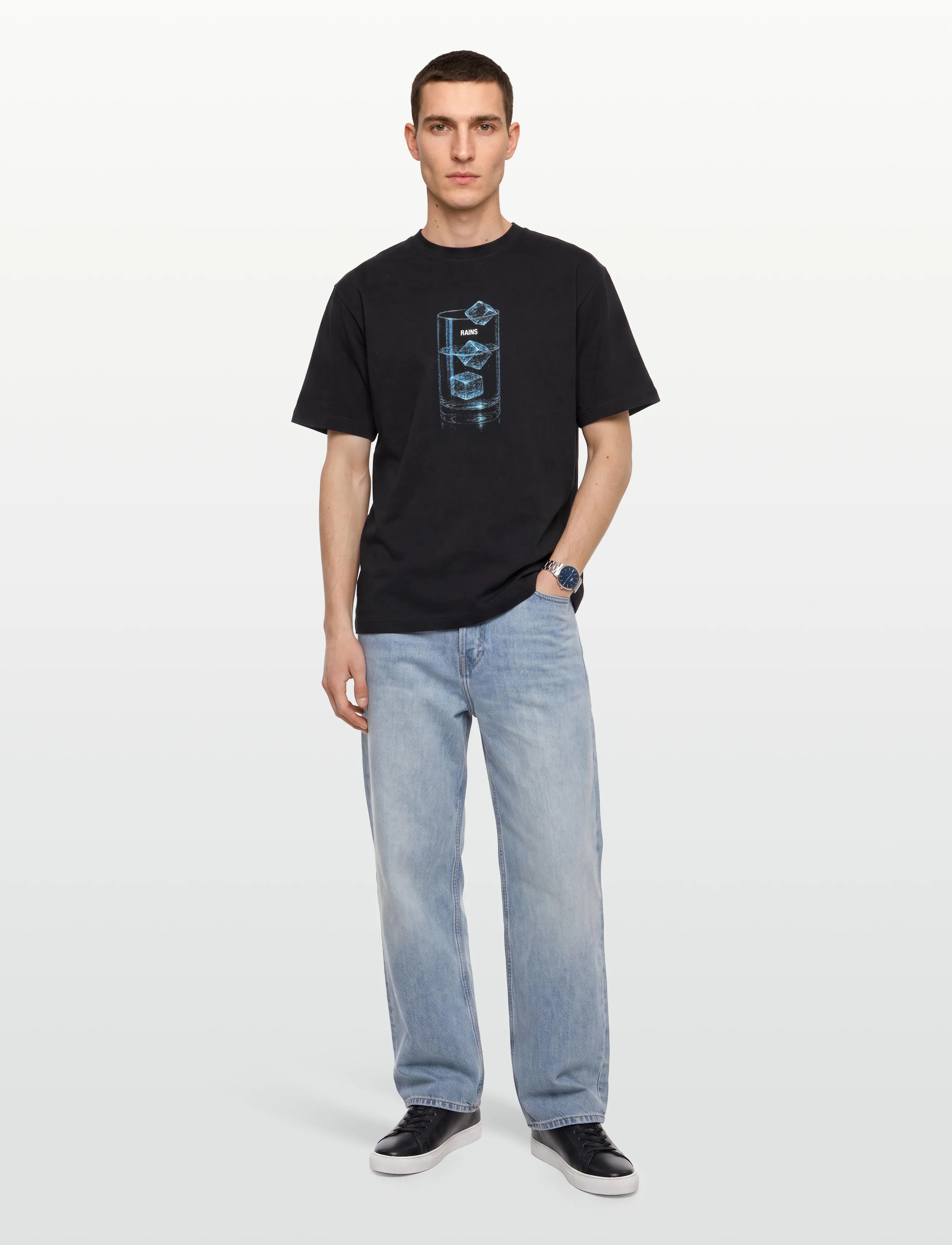 Rains Classic T-Shirt Cubes, XS, Black, T-Shirts > Kortærmede, Herre