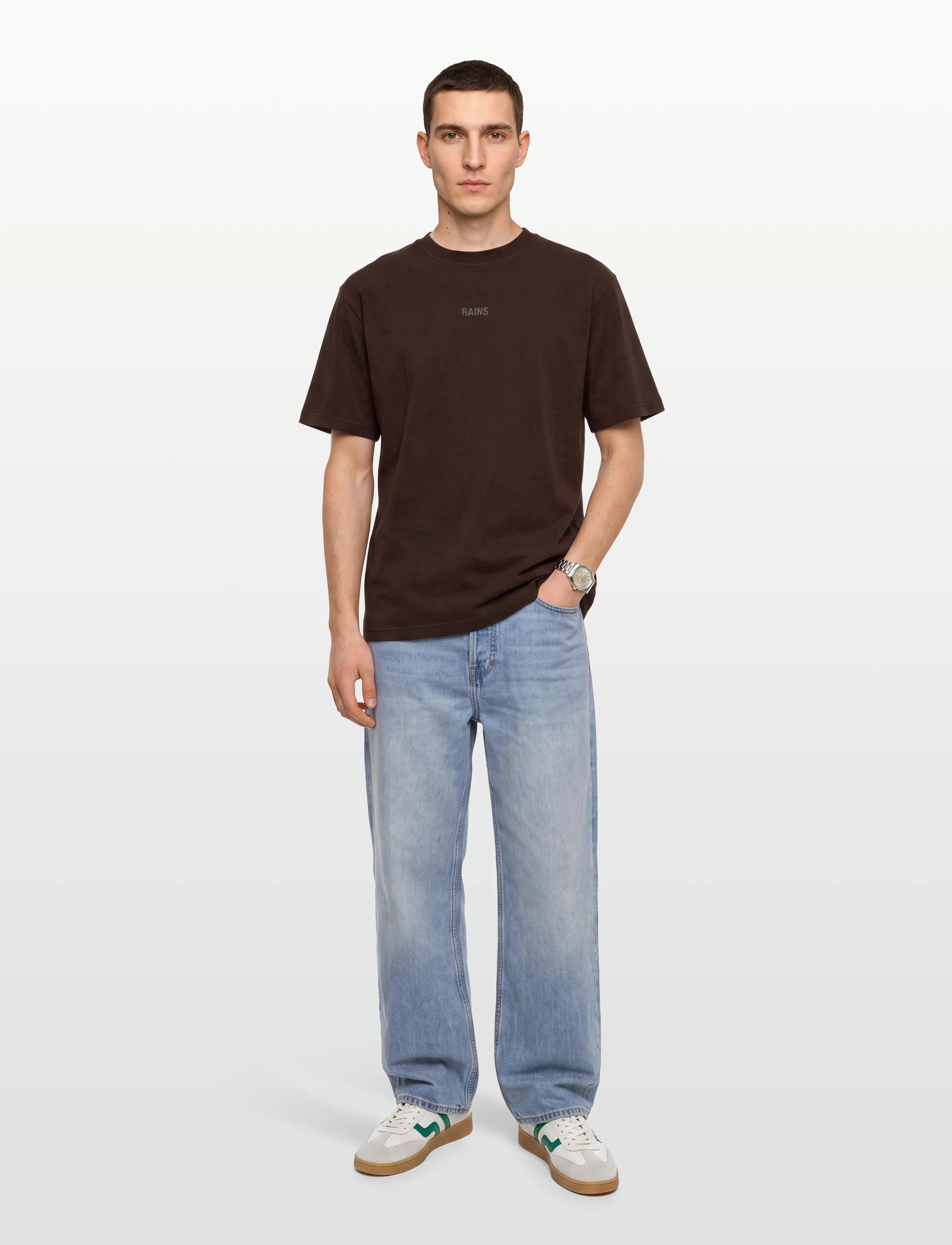 Rains Classic T-Shirt Rains, L, T-shirts, Braun - Short-sleeved, Männerswear