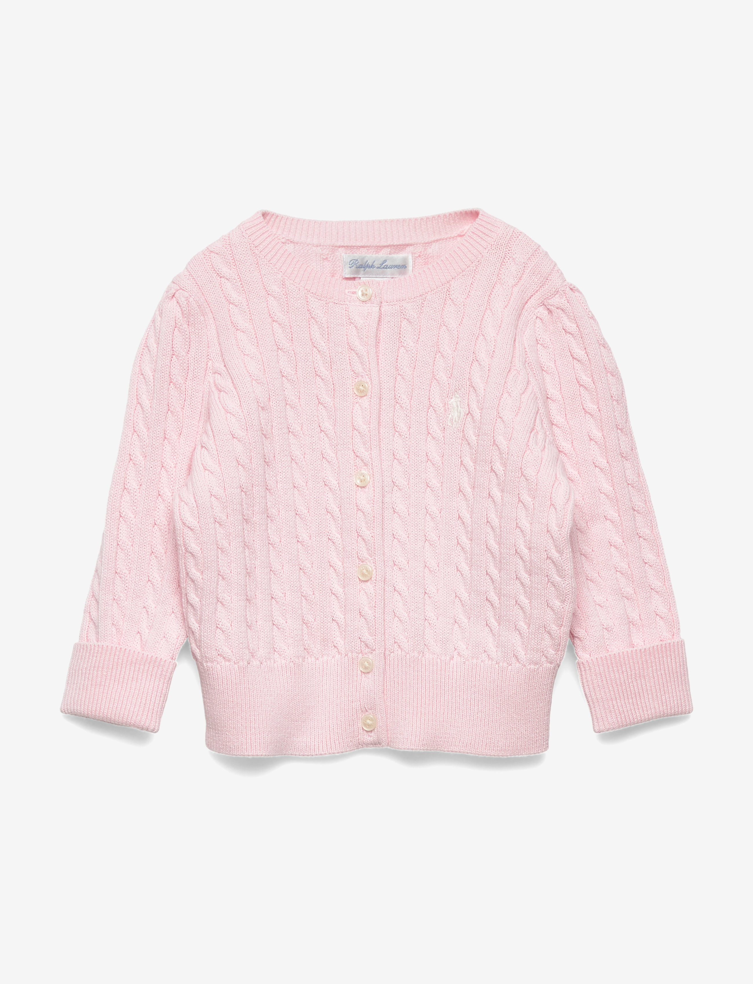 Ralph Lauren Baby Mini-Cable Cotton Cardigan - Ralph Lauren Baby - HINT OF PINK / pink/rose