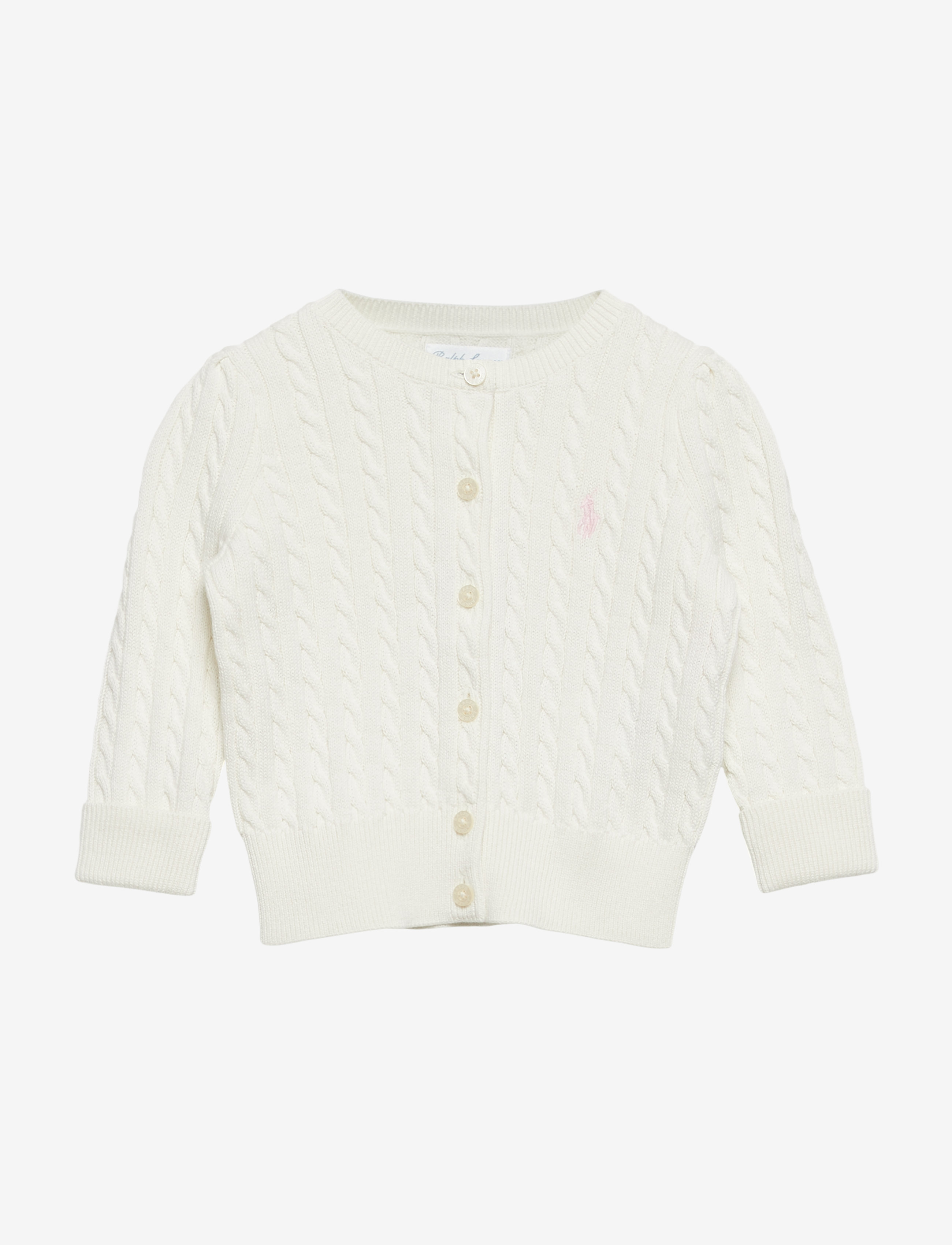 Ralph Lauren Baby Mini-Cable Cotton Cardigan - Ralph Lauren Baby - WARM WHITE / cream