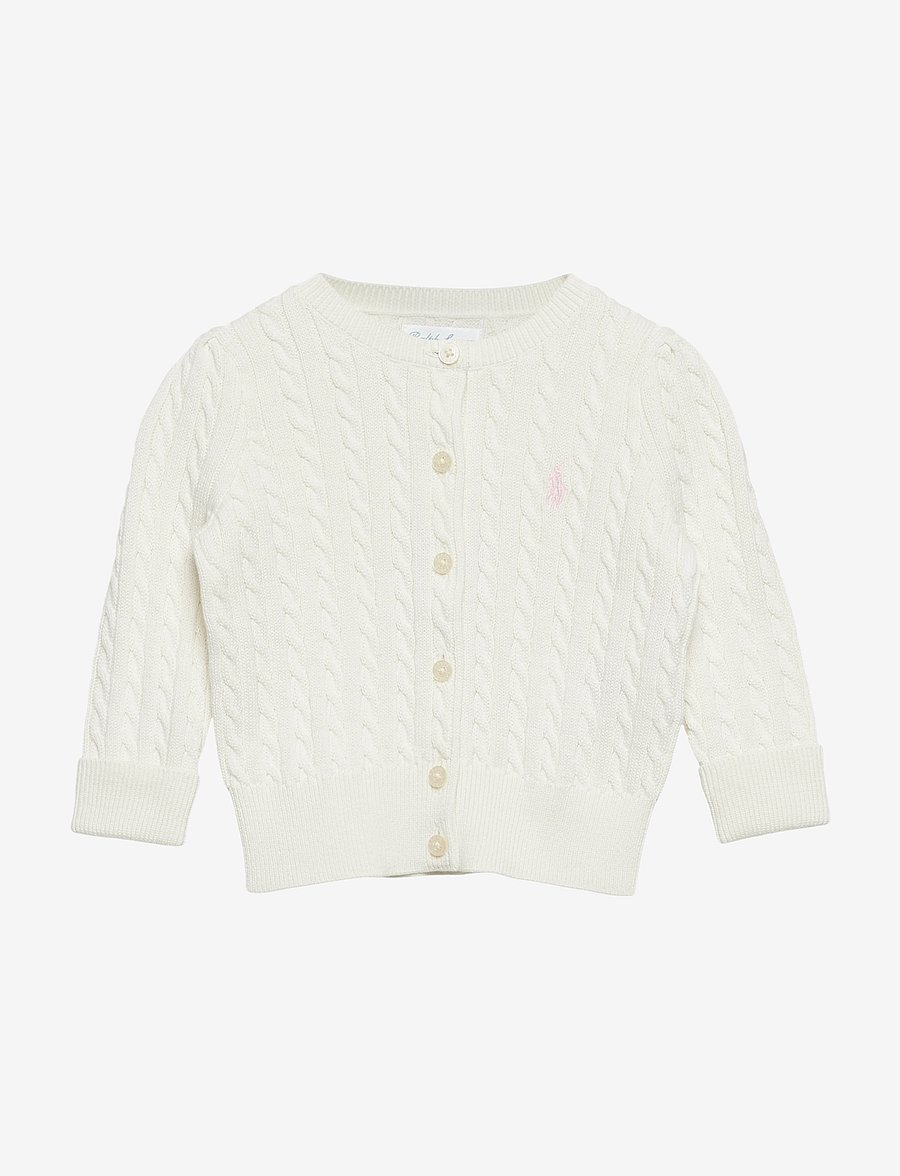 Ralph Lauren Baby - Mini-Cable Cotton Cardigan - hnepptar peysur - warm white - 0